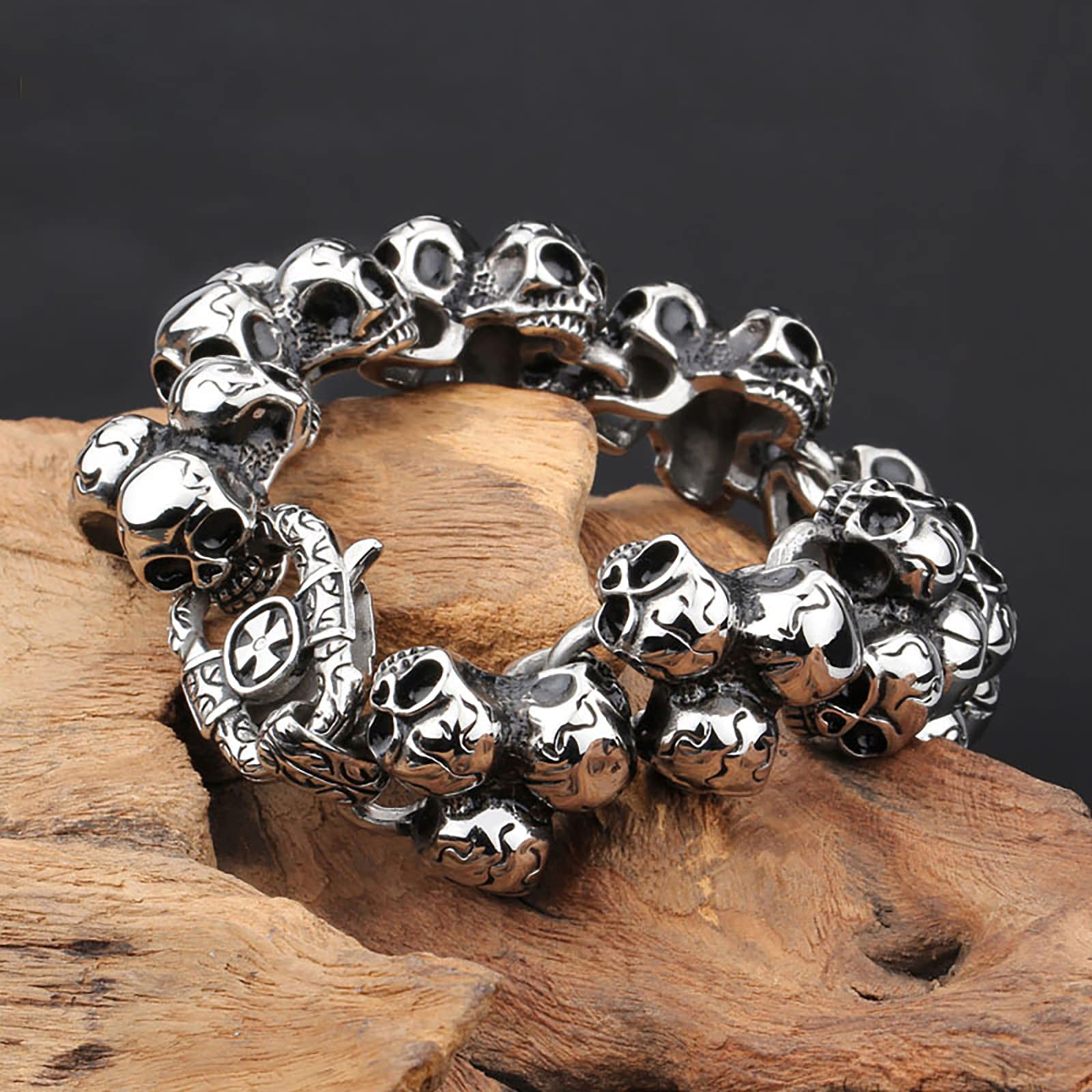 STANG Pulsera de Acero de Titanio Retro Personalidad Creativa Calavera Hombres Salvaje Punk Hip Hop Pulsera joyería Regalo