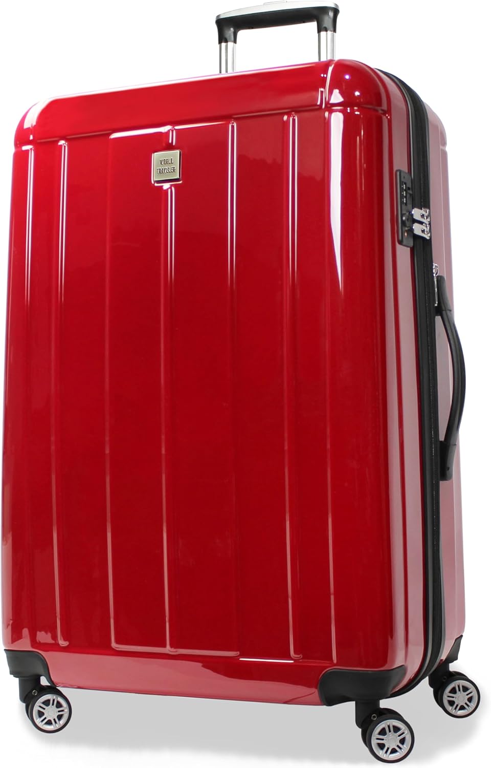 World Traveler Contour Lightweight Polycarbonate Hardside Expandable Spinner Luggage with TSA Lock, Red, 28-inch