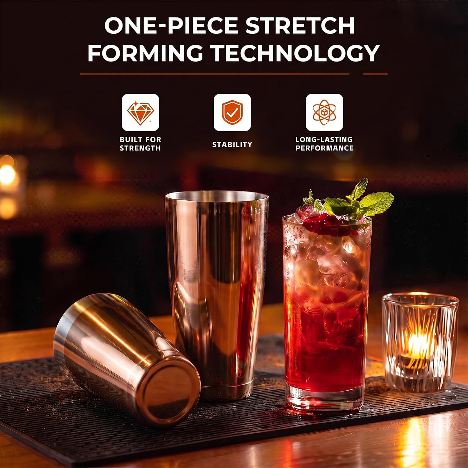 Boston Cocktail Shaker Set 6-Piece Stainless Steel Bartender Kit