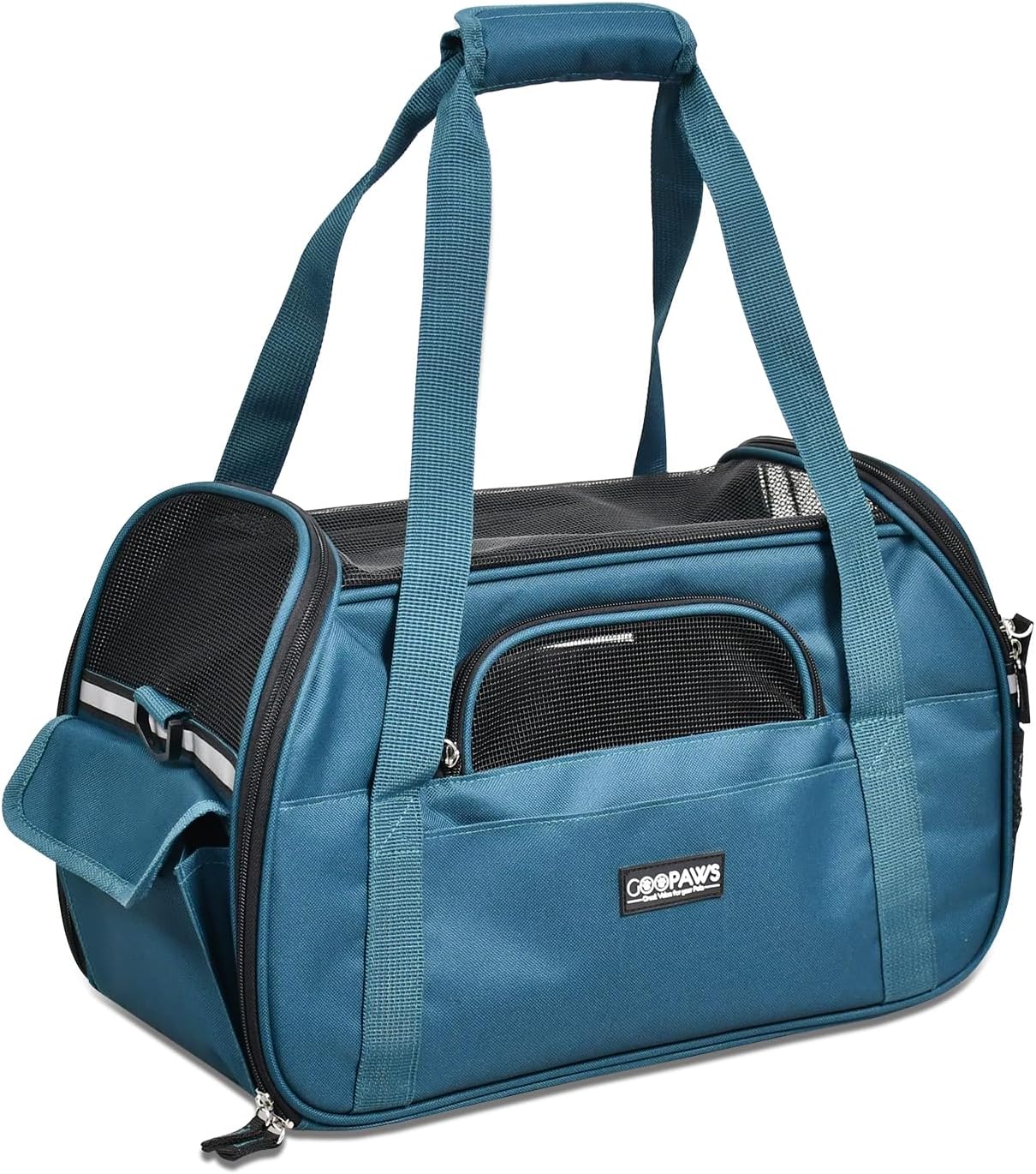 JESPET Soft-Sided Kennel Pet Carrier for Small Dogs, Cats, Puppy, Airline Approved Cat Carriers Dog Carrier Collapsible, Travel Handbag & Car Seat (Teal Blue, 19" L x 10" W x 13" H)