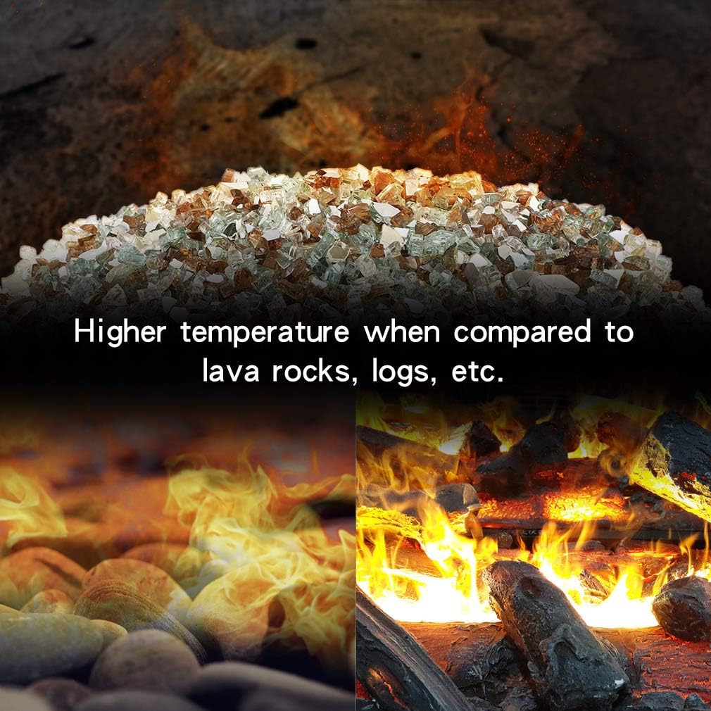 Stanbroil 10-Pound Fire Glass - 1/4 inch Reflective Tempered Fire Glass Gold, Light Green, Copper Reflective for Indoor and Outdoor Gas Fire Pits and Fireplaces - Image 4