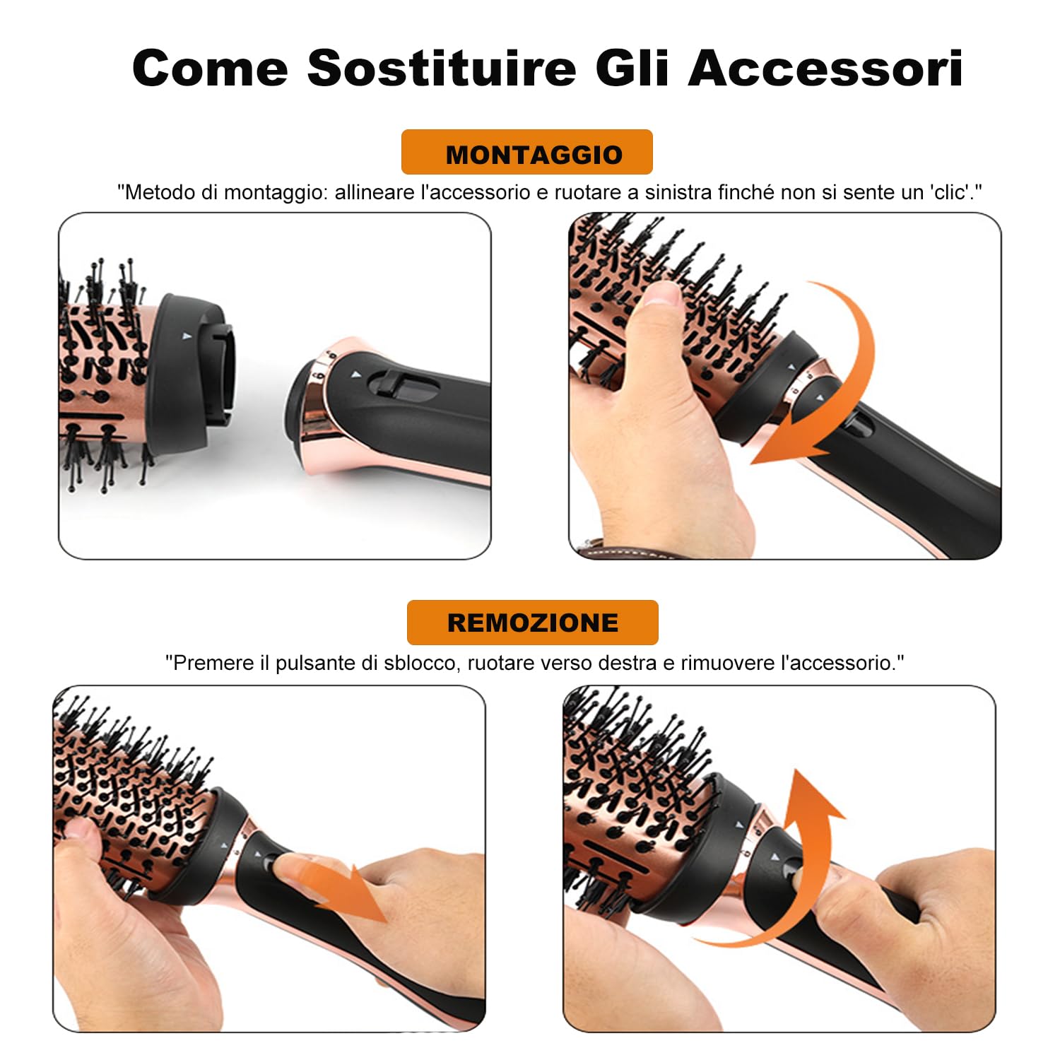 Spazzole ad aria calda 5 in 1, Set di Spazzola Asciugacapelli da 1000W, Styler per Capelli, con Asciugacapelli, Spazzola lisciante, Ferro Arricciacapelli, Volumizzante, 4 temperature