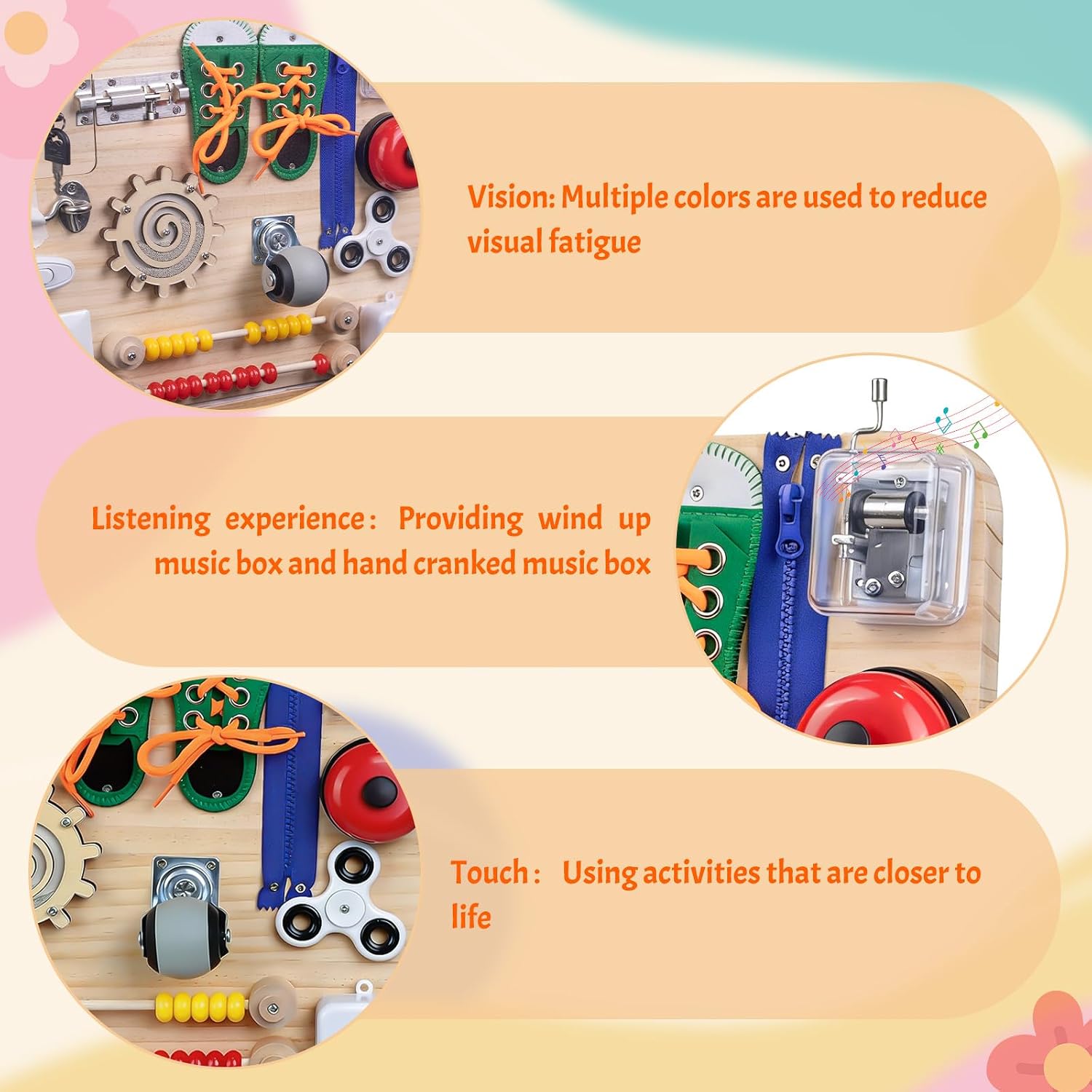 Busy Board with Bracket, Equipped with 14 Activities, Wooden Sensory Decompression Board, Interactive Board, Wooden Operation Panel