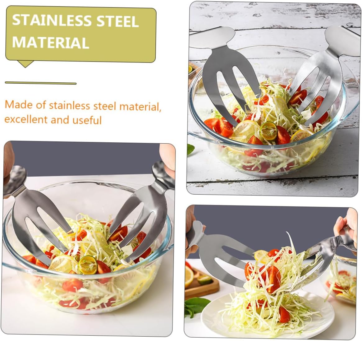 Salad Hands Fork Stainless Steel Salad Server Fork Compact Serving for Outdoor Activities