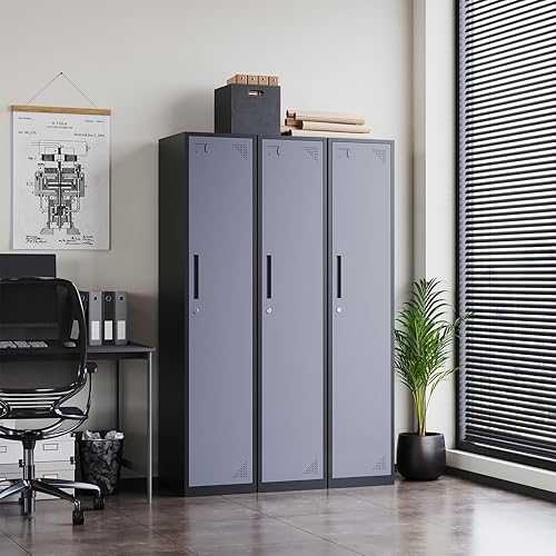 Vista 5 de Letaya Armario de almacenamiento de metal para empleados, armario organizador de acero con cerradura de 1 puerta para trabajo, escuela, gimnasio