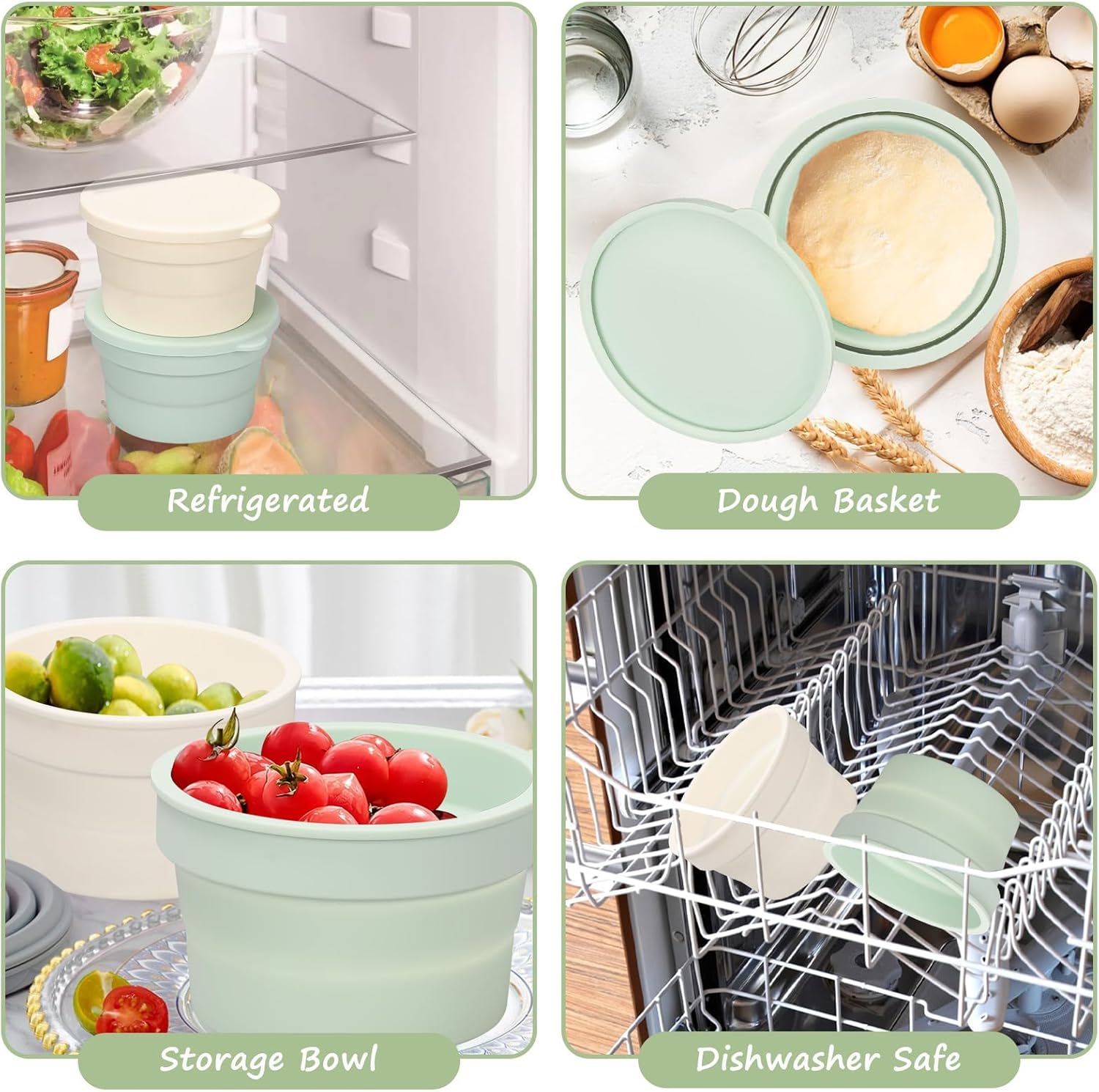 Artisanal Bread Making Basket Foldable Stackable Silicone Pizza Dough Proofing Container Easy Cleaning for Home Baking Pizza Dough Proofing Container with Lid