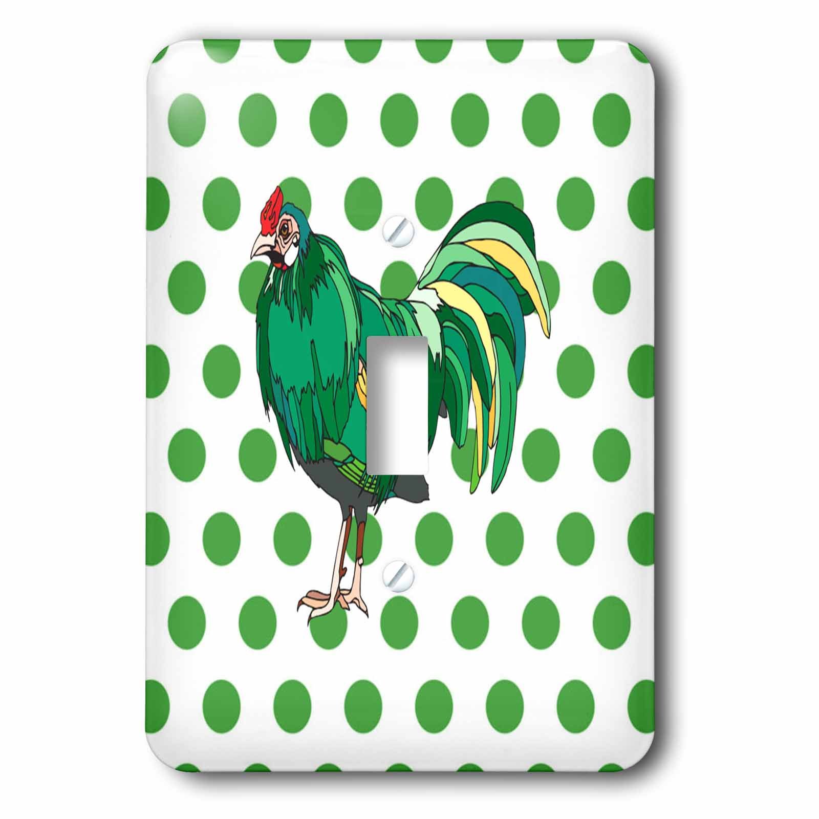 Impression d'un coq vert sur plaque interrupteur simple pour décoration murale