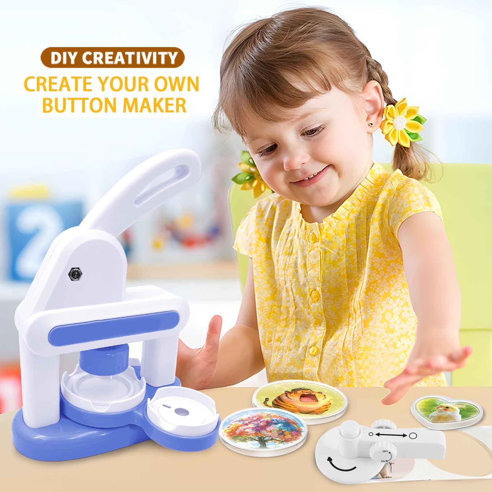 Rntfunre BM-001 Button Maker Machine, 55mm DIY Pin Badge