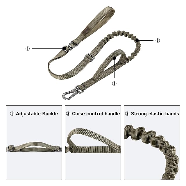 Foto 5 de 6 de EXCELLENT ELITE SPANKER Tactical Bungee Dog Leash Correa de Perro Militar Ajustable K9 Tactical Leash Cables…