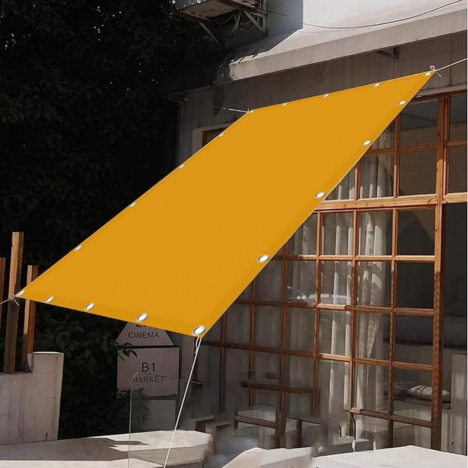 Privacy Fence Screen 2.3x2.5m No Drill Lightweight & Durable Waterproof Shade Net with Grommets & Rope for Garden Patio Pergola Orange Cold Shade Solution