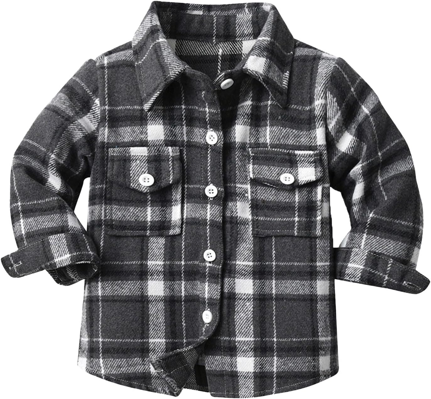 Toddler Flannel Plaid Shirt Jacket Long Sleeve Shirts Button Down T-Shirt Tops Baby Boys Girls Shacket Boys Fall Shirts