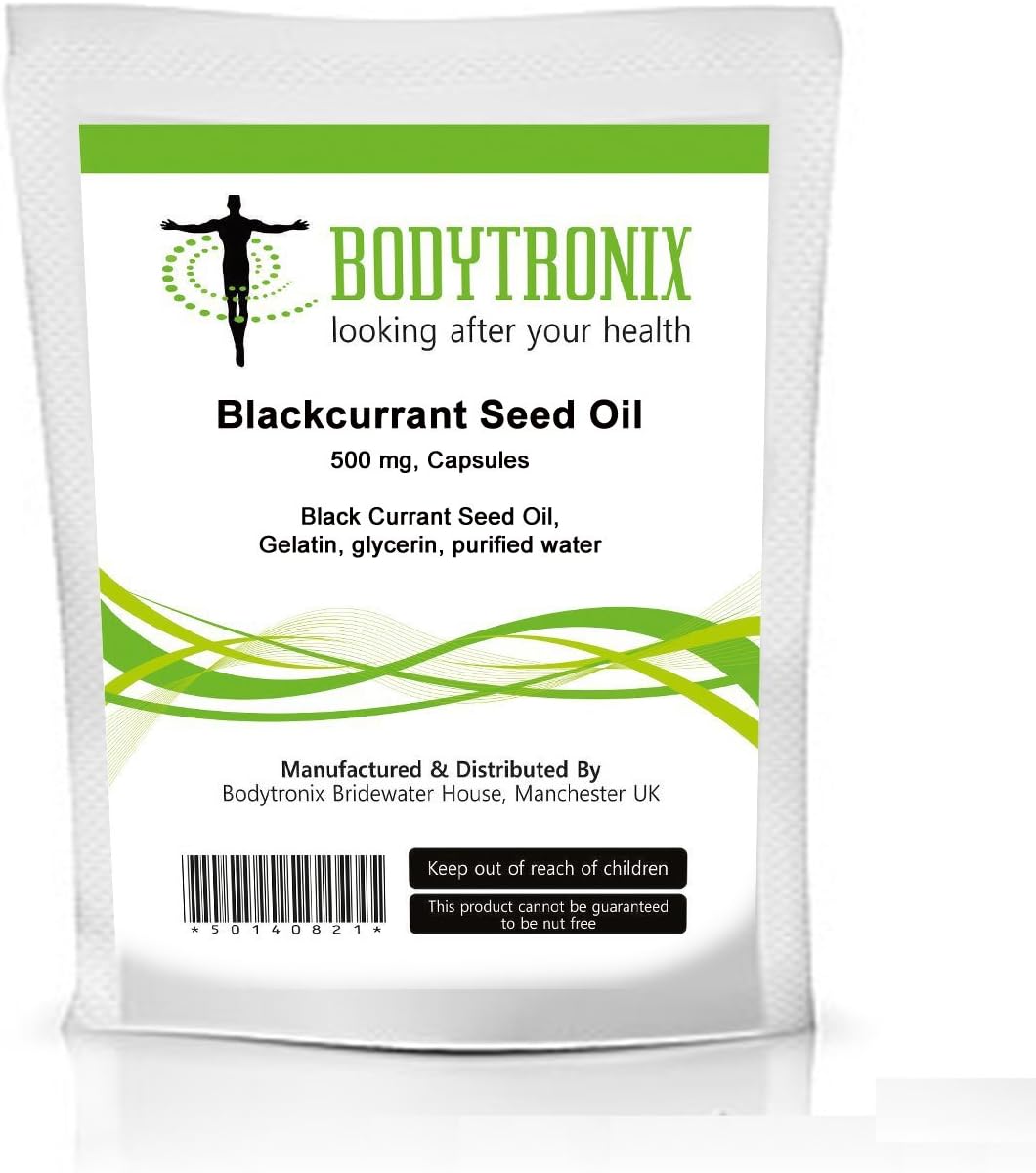 Blackcurrant Seed Oil 500mg Capsules Bodytronix UK Made - Powerful Antioxidant Anti-inflammatory Properties 30, 60, 120 in pack (60)