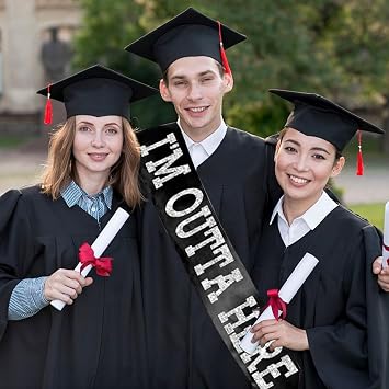 Going Away Party Decorations For Men Women, I’M Outta Here, Personalised Black Satin Banner With Buckle, Funny Divorced Girls Retirement Sash Night Out For Graduation, Farewell Decorations Party
