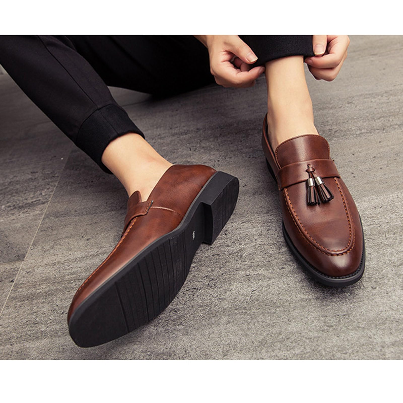 Mocasín Hombre con Adorno De Borlas Calzado Sin Cordones para Business Casual