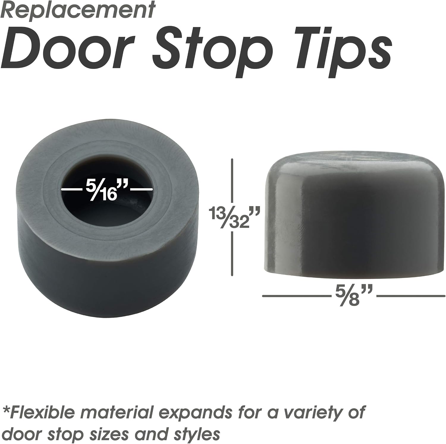 Premium Rubber Door Stop Stud Replacement Tips – Doorstopper Bumpers, Springe Hinge End Caps for Wall & Floor Protection – Universal Size (Grey)