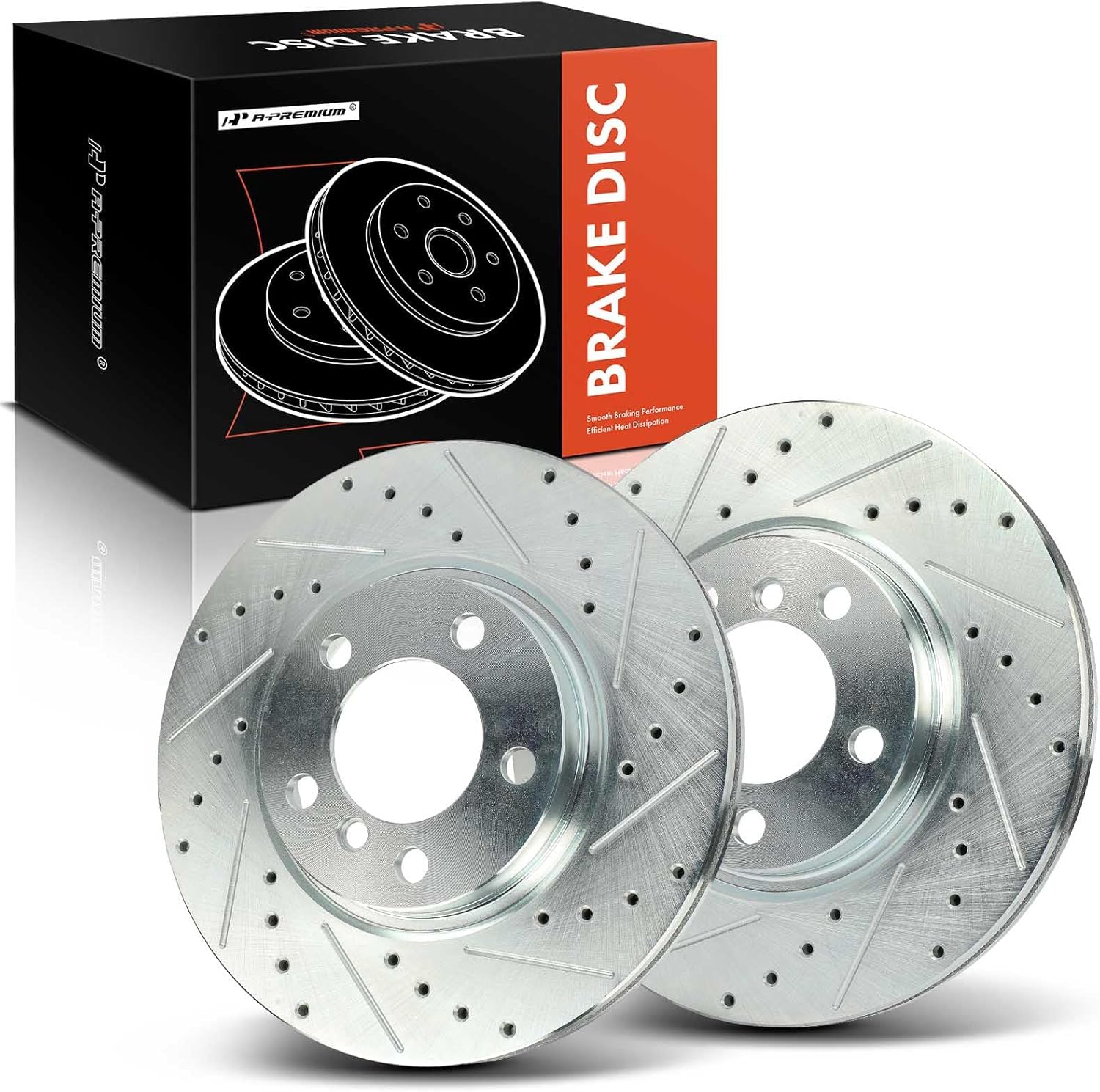 A-Premium 12.09 in (307.00 mm) Front Drilled and Slotted Disc Brake Rotors Compatible with Select Mini Models - Cooper Countryman 2011-2016, Cooper Paceman Sentra 2013-2016, 2-PC Set