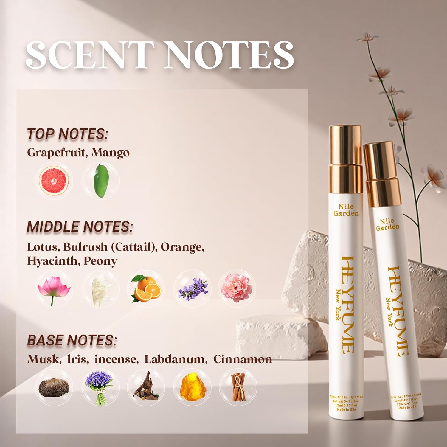 Floral & Fruity Perfume for Women: 0.41oz Premium Eau de Parfum - Grapefruit-Mango-Lotus-Peony-Musk-Cinnamon - Long-Lasting Day & Night Travel Size Gift for Her - Image 3