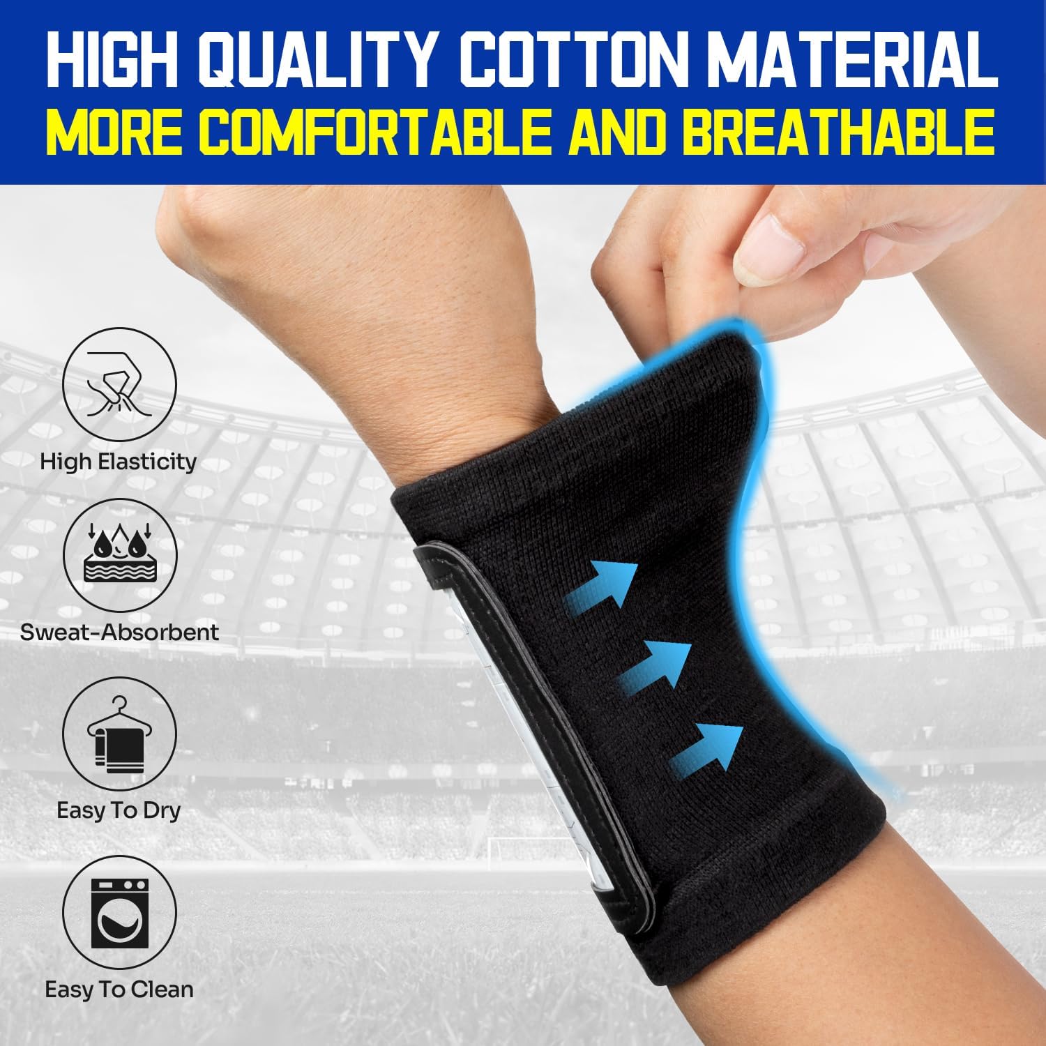PLAYAPUT 5 Pack Football Wristbands with 30 Playbook Stickers, 15 Playbook Cards, Easy Clean Footballs Wristbands for Plays, Quarterback Wristband Playbook for Youth Football Gear for Training