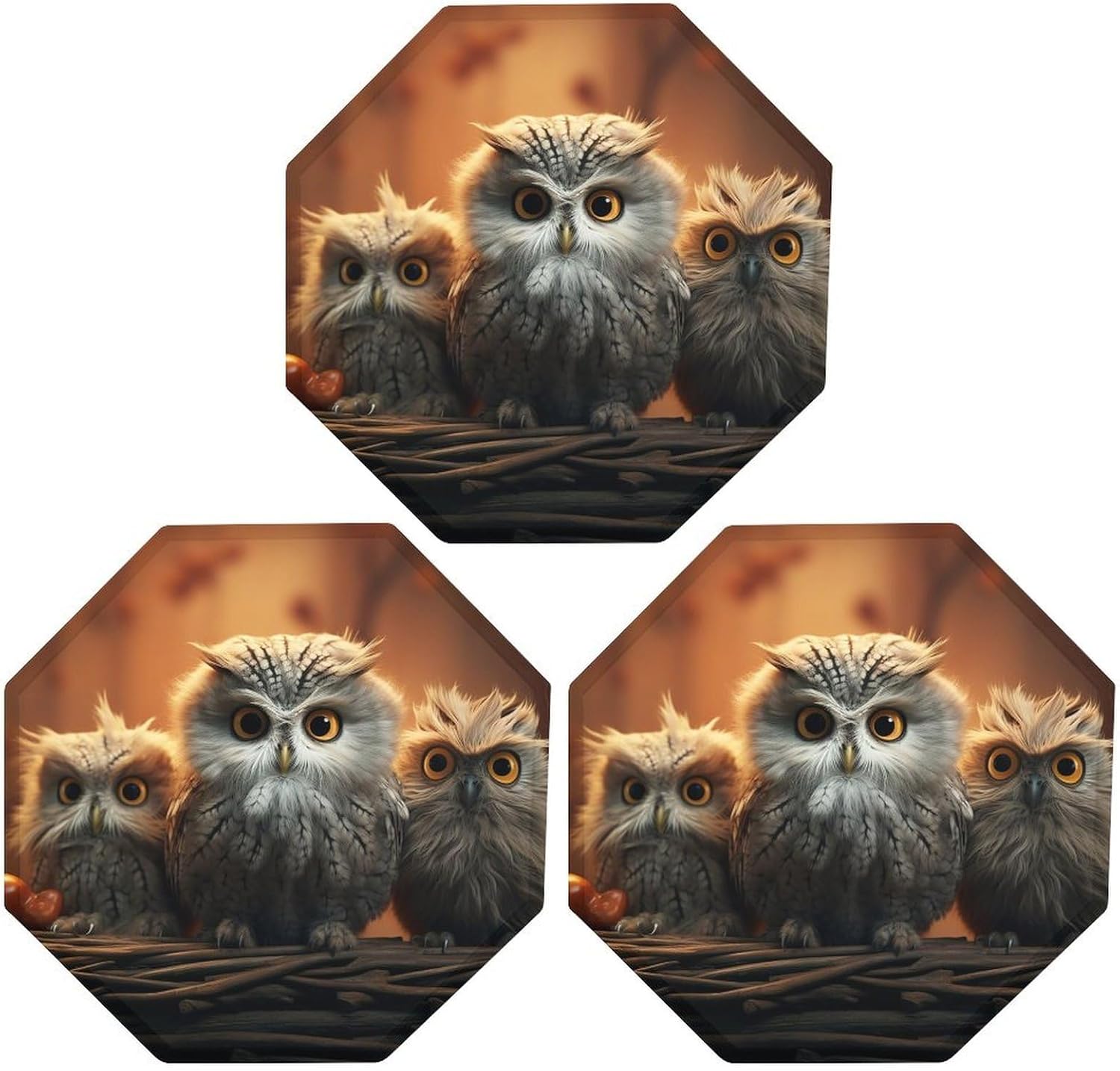 Ctagon Metal Sign for Home, Modern Display Plate for Kitchen, Cute Owl Plates Accent Hanging Wall Decorations 3PCS for Living Room, Bedroom, Hallway, Hotel