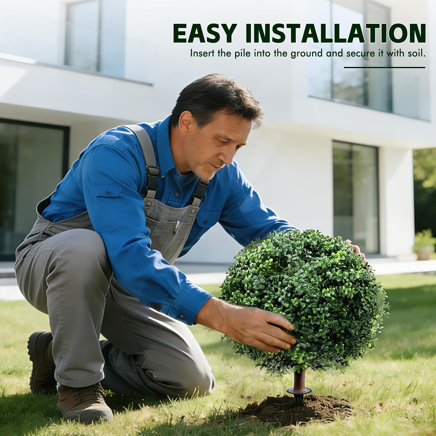 26-Inch Artificial Topiary Boxwood Ball Trees (Set of Two) – Lifelike, UV-Resistant Decor for Indoor & Outdoor Use – Enhance Your Space with Vibrant Greenery - Image 6