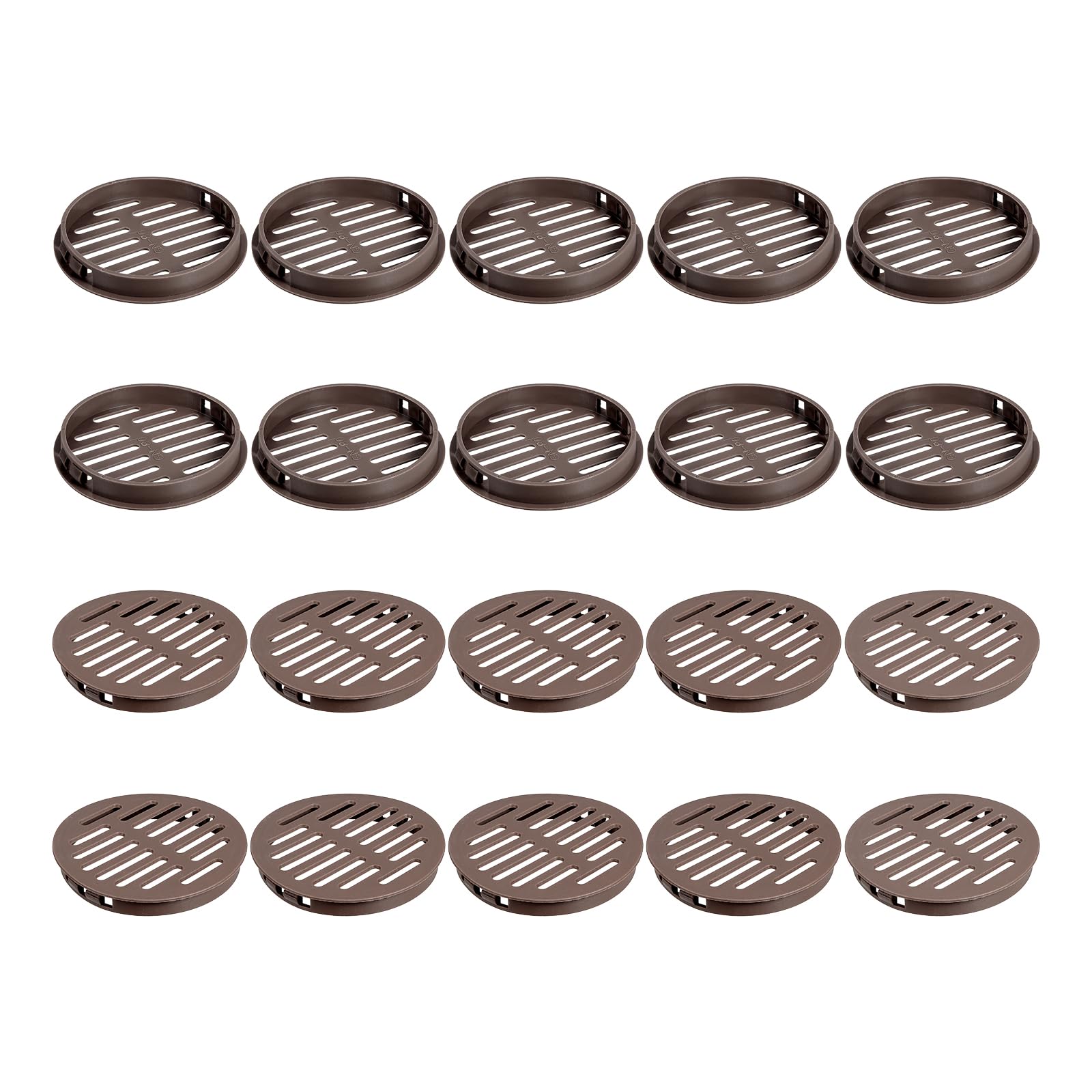 Grille d'aération circulaire 80mm marron foncé en plastique lot de 24 pièces