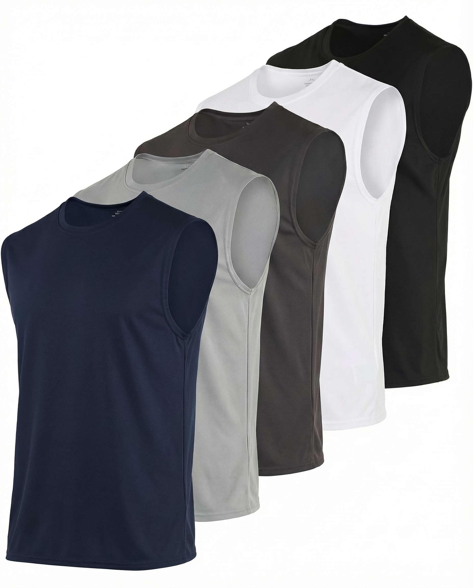 5 Pack Men's Dry Fit Tank Tops Sleeveless Muscle Workout Gym Athletic Shirt