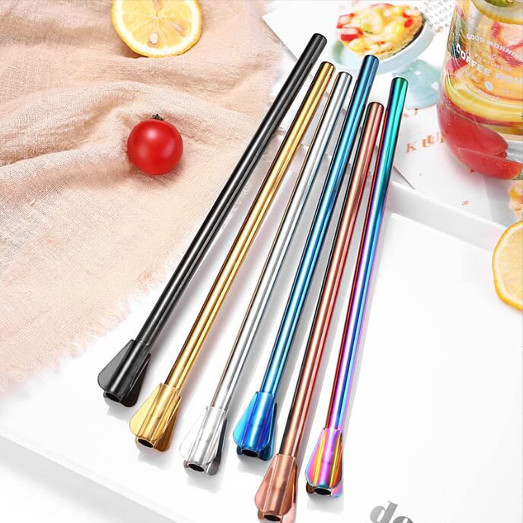Hoshen 4 Piece Set of 9 Inch Stainless Steel Stirring Straws - Image 4