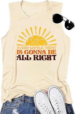 Every Little Thing is Gonna Be Alright Tank Top Women Country Music Sleeveless Shirt Summer Graphic Vest Tee