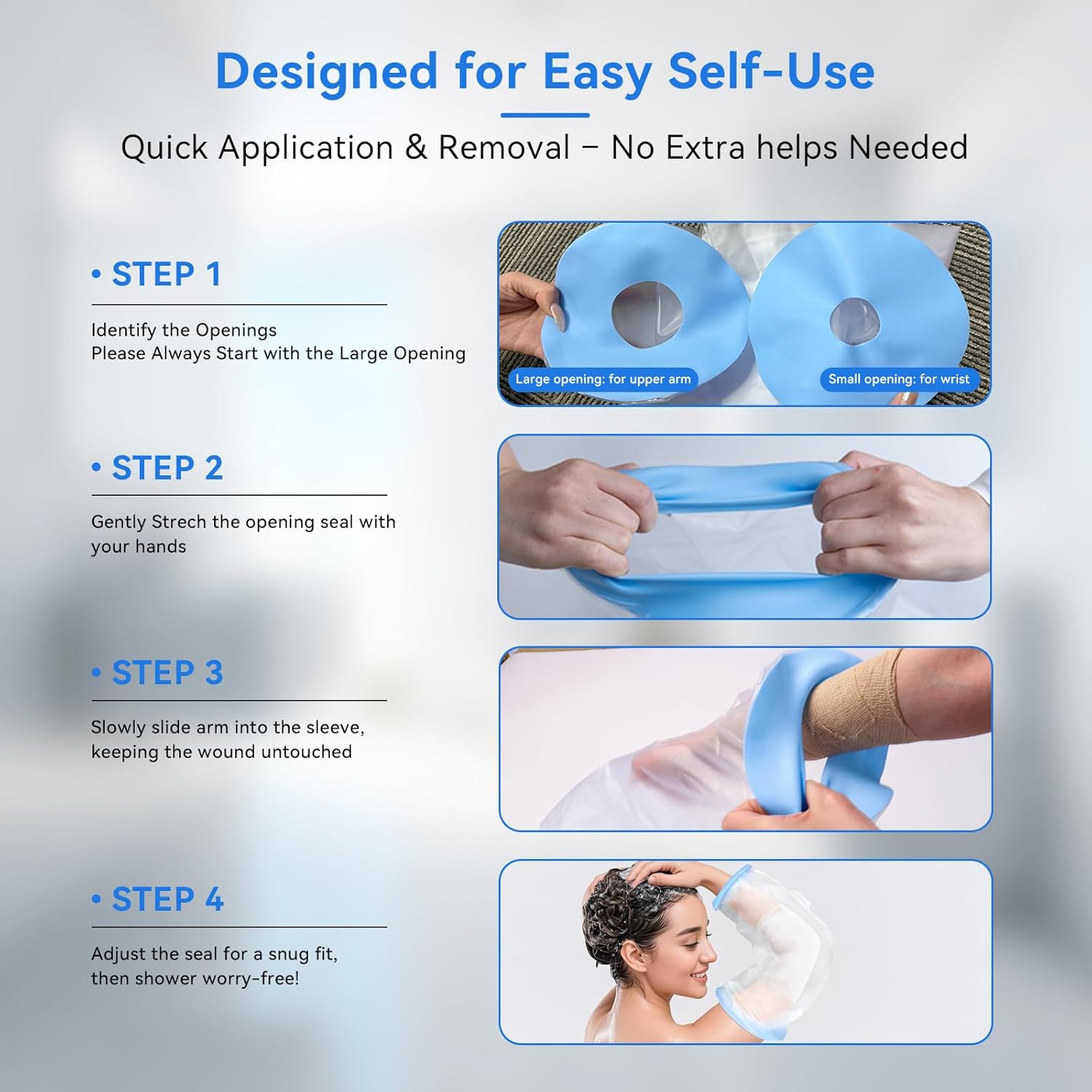 PICC Line Sleeve Cover for Upper Arm, Waterproof IV & PICC Line Shower Sleeve Cover, PICC Line Protector for Broken Elbow Wound Bandages Showering After Arm Surgery, Reusable - Image 8