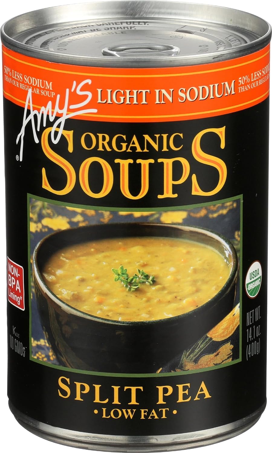Amys, Soup Split Pea Low Sodium Organic, 14.1 Ounce (Pack of 6)