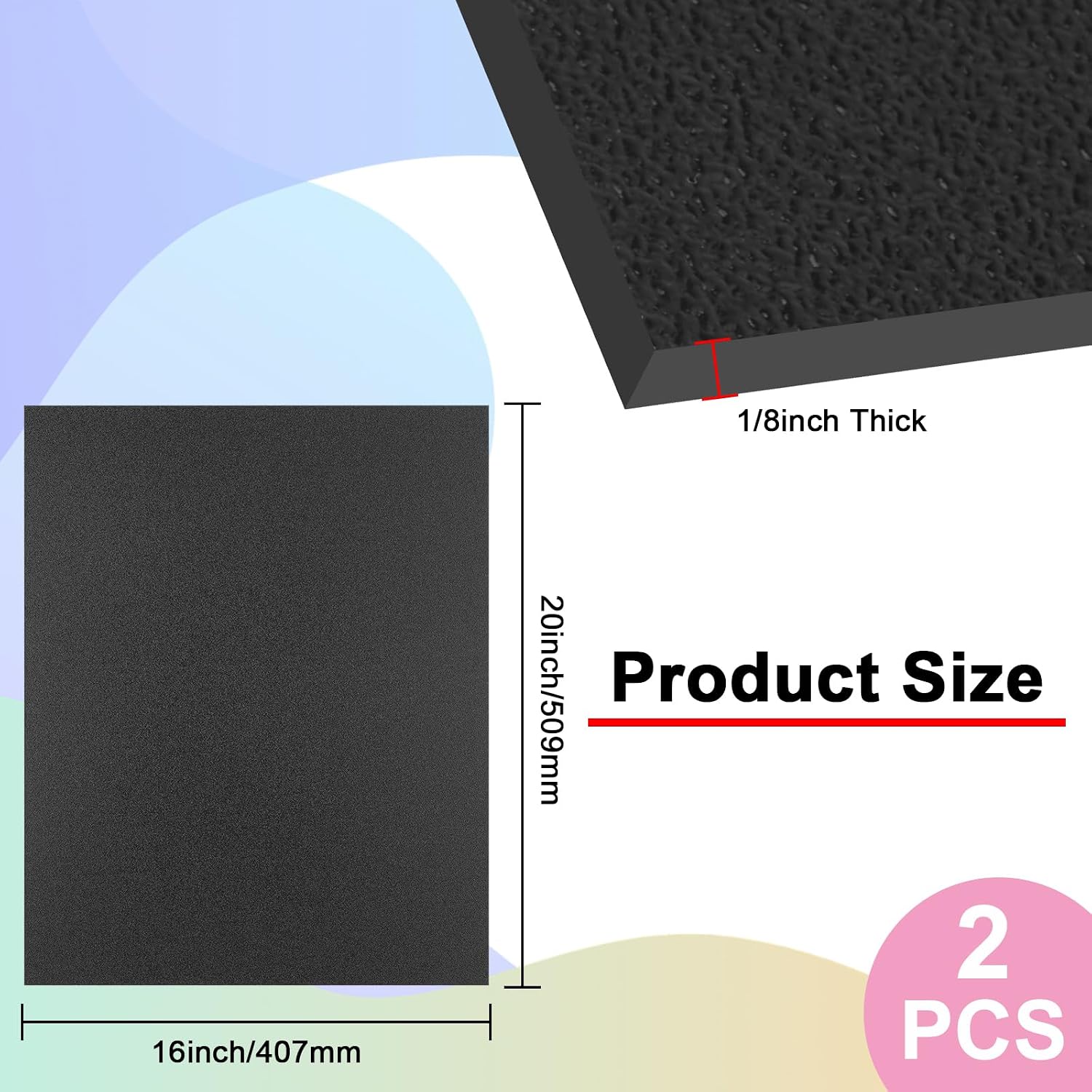 2pack black abs plastic sheet 16" x 20" x 1/8" thick black rigid thermoplastic sheet (upgrade surface) 3mm flexible high tensile large abs moldable plastic panel for crafts, diy, signs 16" x 20" x 1/8" black 2