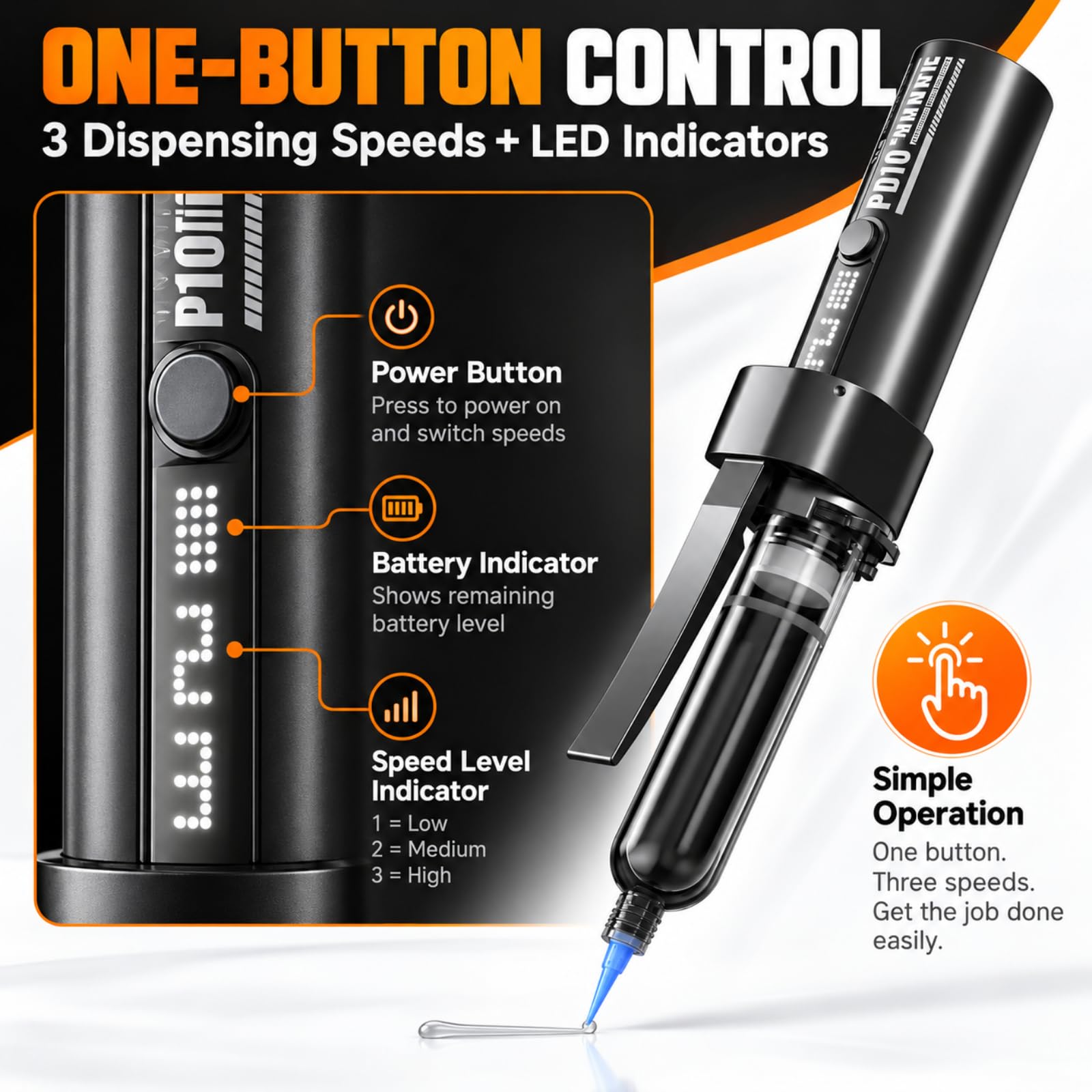 Distributore Di Colla Pneumatico Portatile Per Adesivi Da 10cc/30cc, Distributore Automatico Di Colla, Pompa Ad Aria Integrata, Sistema Antigoccia Con Aspirazione Automatica, Controllo A 3