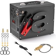 PCP Air Compressor, Airgun Compressor, Portable 4500Psi/30Mpa, Water/Oil-Free, One Button Start, Bursting disc, Built-in Fan, 12V DC 110V AC, Manual-stop, PCP Rifle/Pistol and Paintball Tank Air Pump