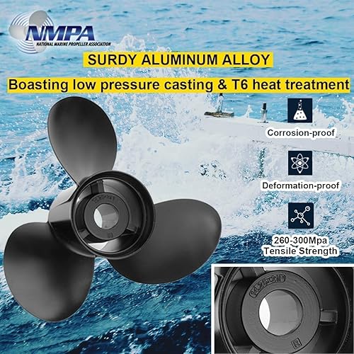 Miniatura 8 de OEM 15 Spline Tooth Aluminum Boat Propeller fit MercuryMariner Outboard Motos135-300HP,Mercruiser Alpha One,Interchangable Hub Kits Included, Rh