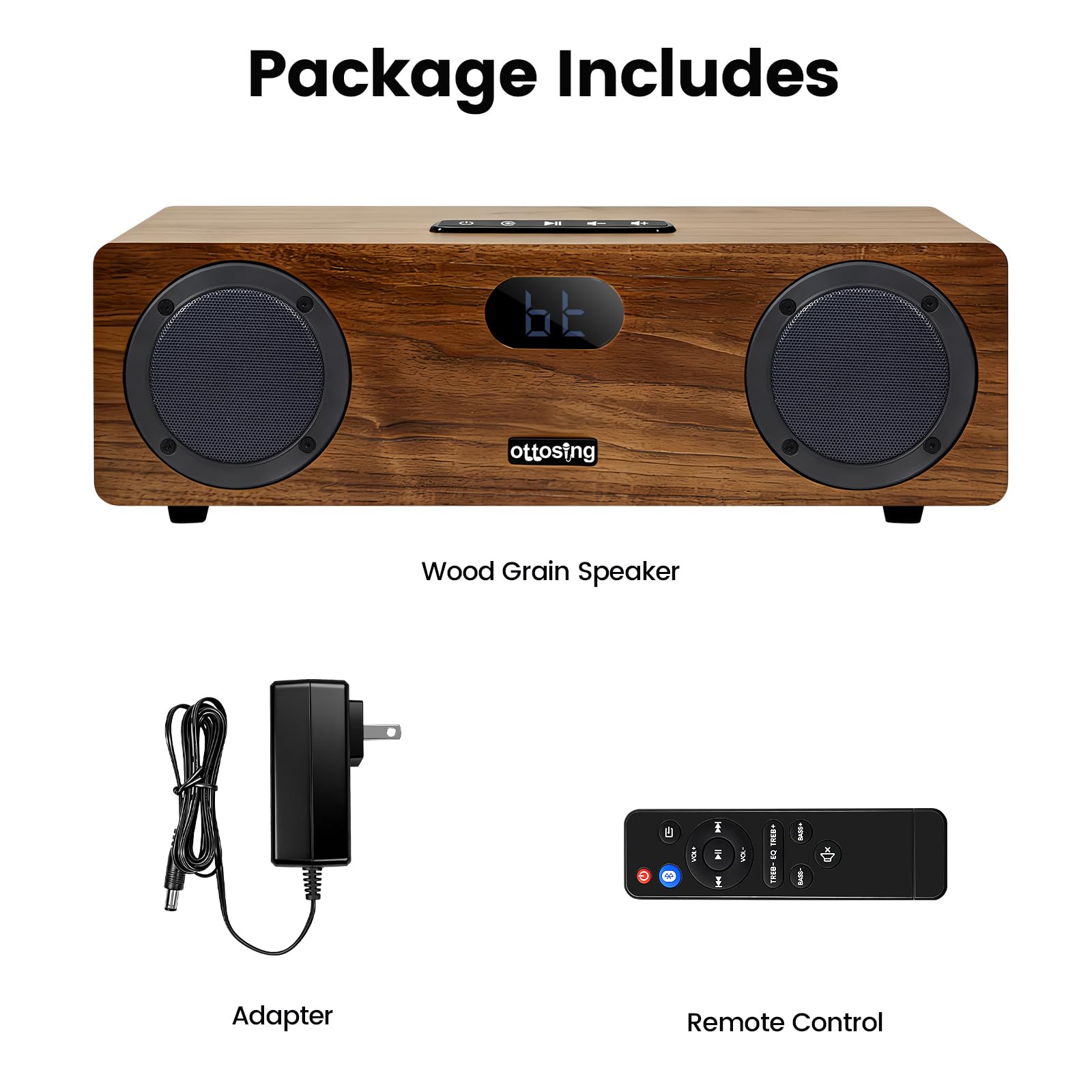 Altoparlante Bluetooth 5.0 a 2.1 canali, doppio suono potente da 15 W + subwoofer da 30 W, ottico/coassiale/HDMI ARC/AUX/USB, DSP Tuning sistema audio in legno per TV/feste/karaoke (CT-400-21