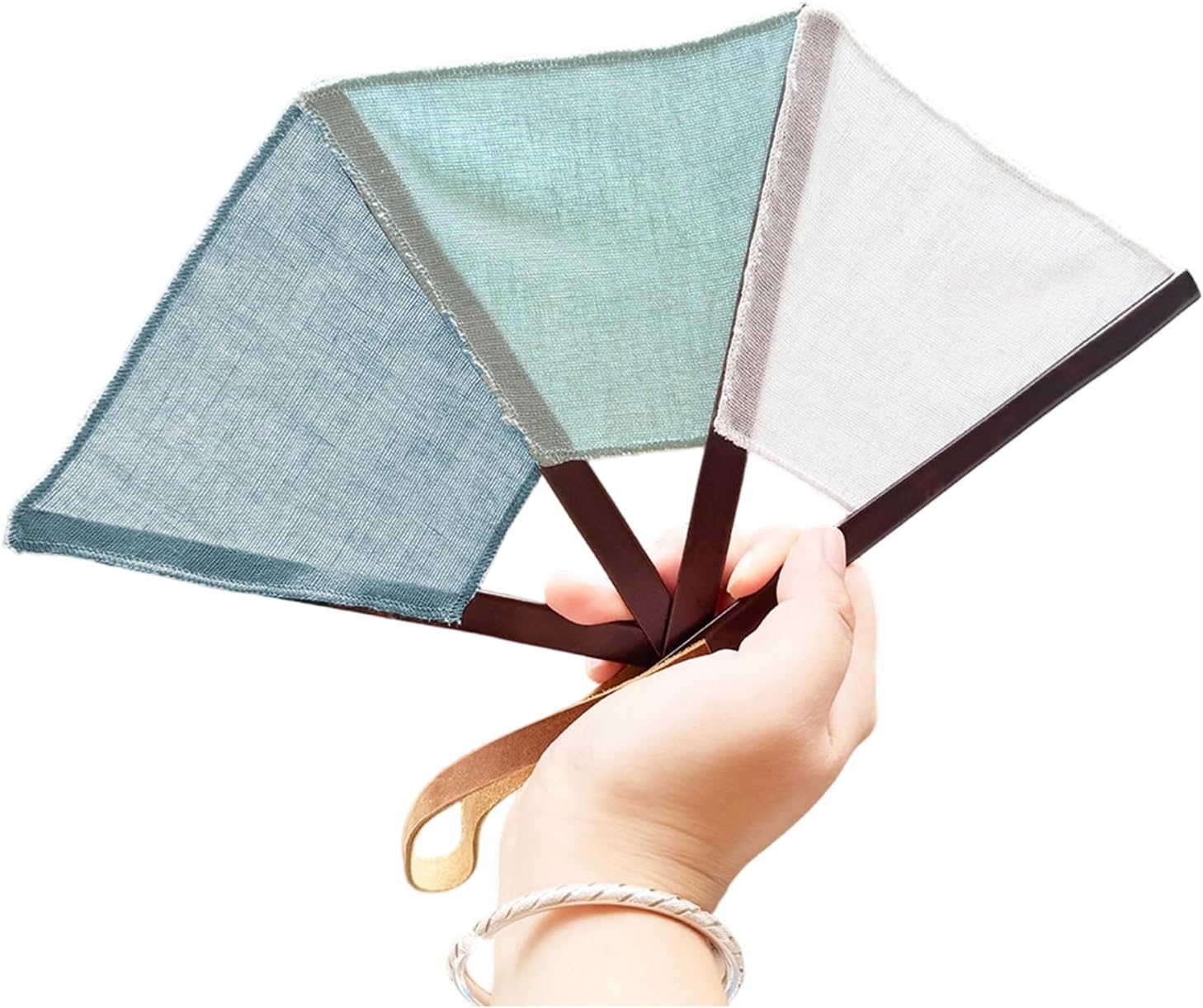 Artistic Wooden Folding Fan with Strong Fabric, B