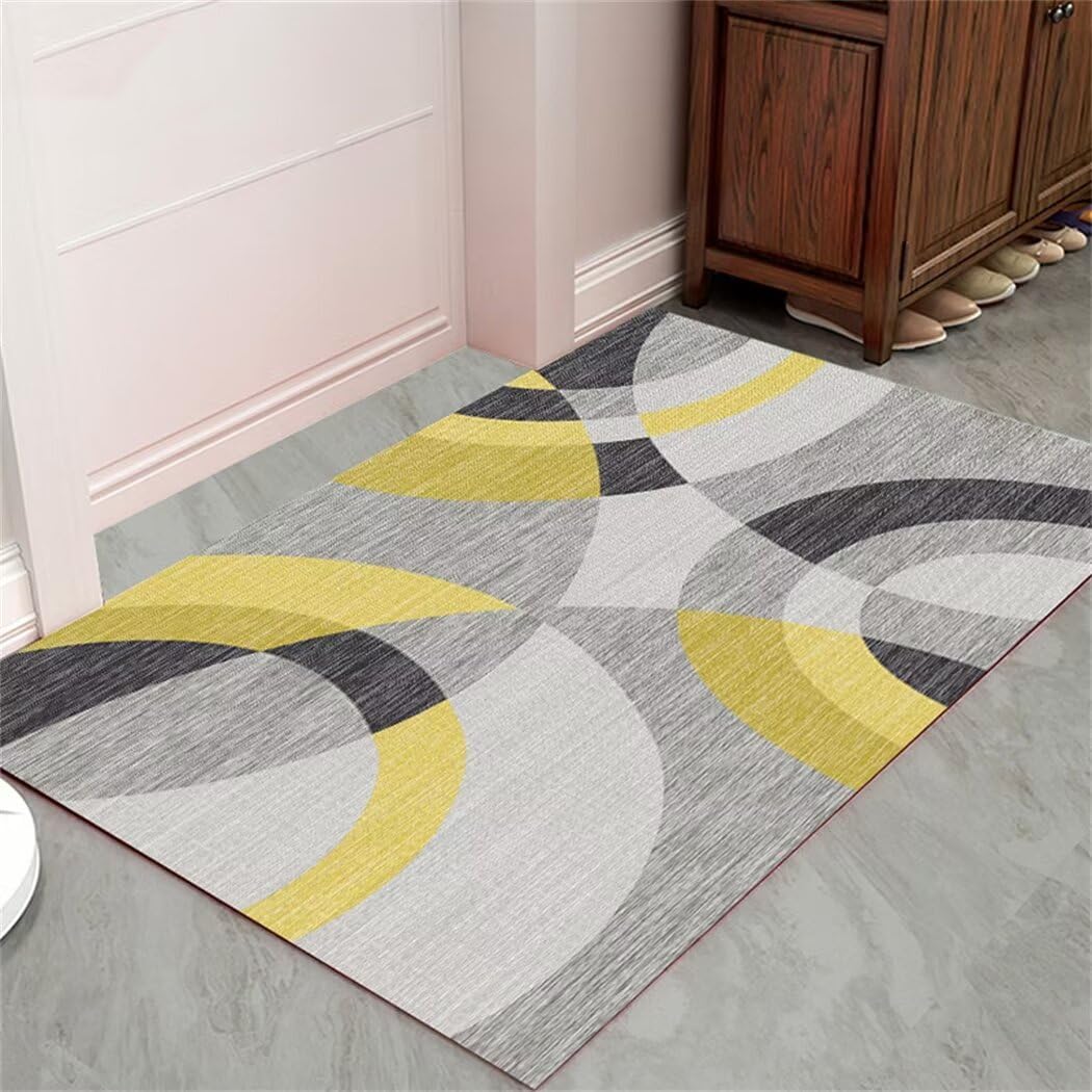 Tapis de salon géométrique jaune et gris moderne 200x300 cm