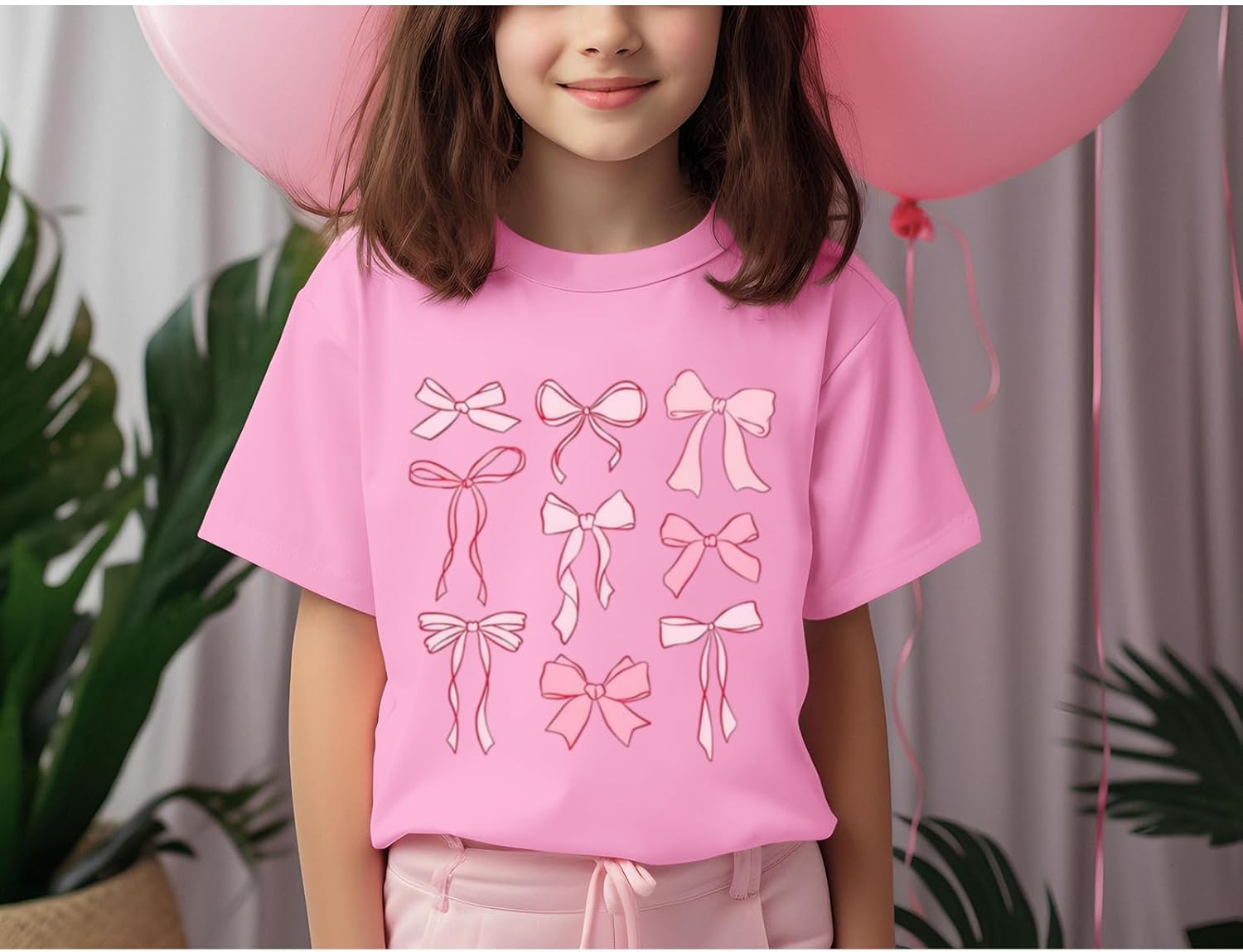 Cute Graphic Shirts for Girls Pink Bow Shirt for Kids Coquette Preppy Clothes Aesthetic Summer Tees Tops for Tweens - Image 4