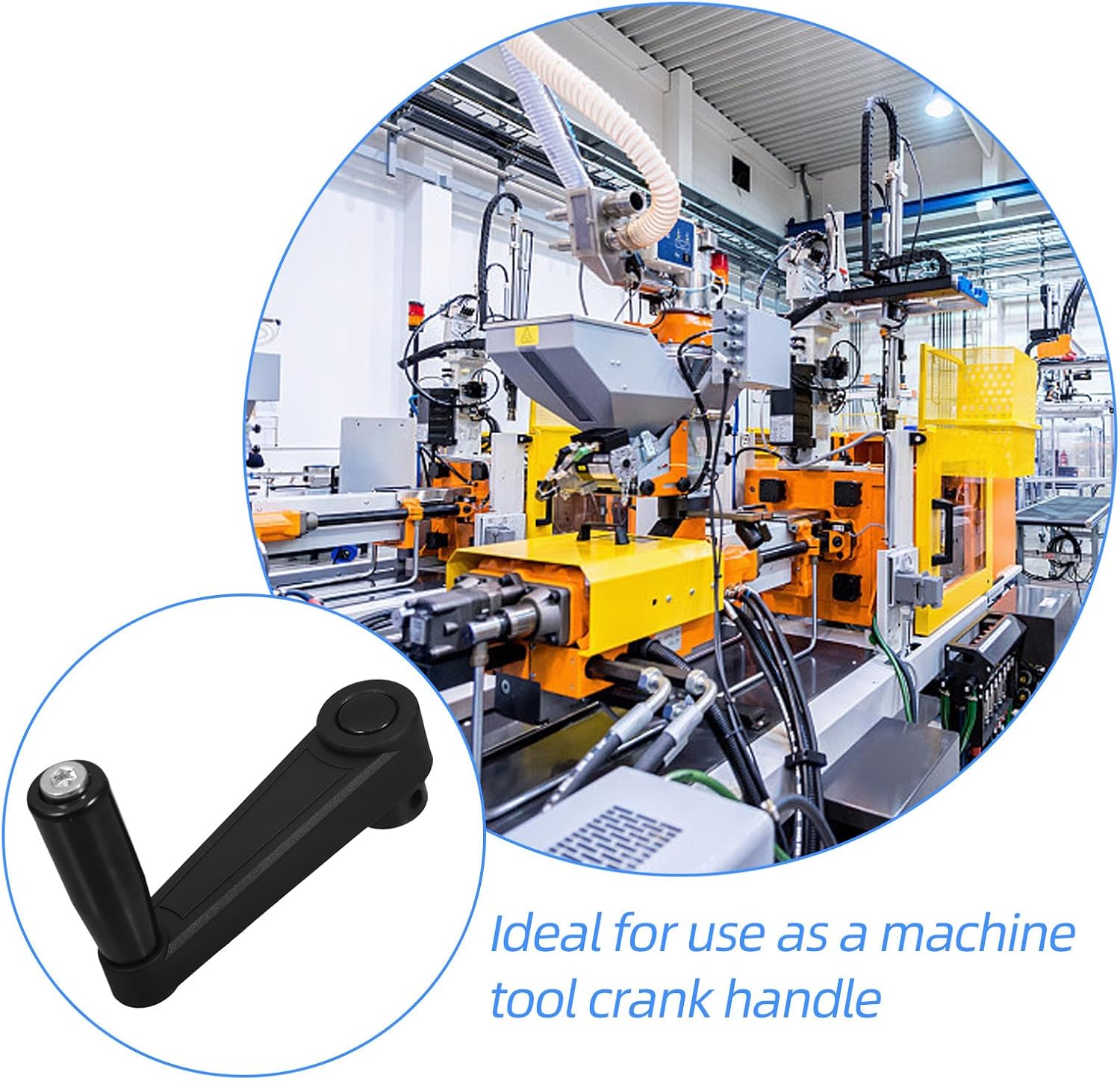 ULTECHNOVO Foldable Nylon Revolving Crank Handle 12x100mm Round Hole Swivel Rocker Handwheel for Industrial Machine Tools and Drill Presses
