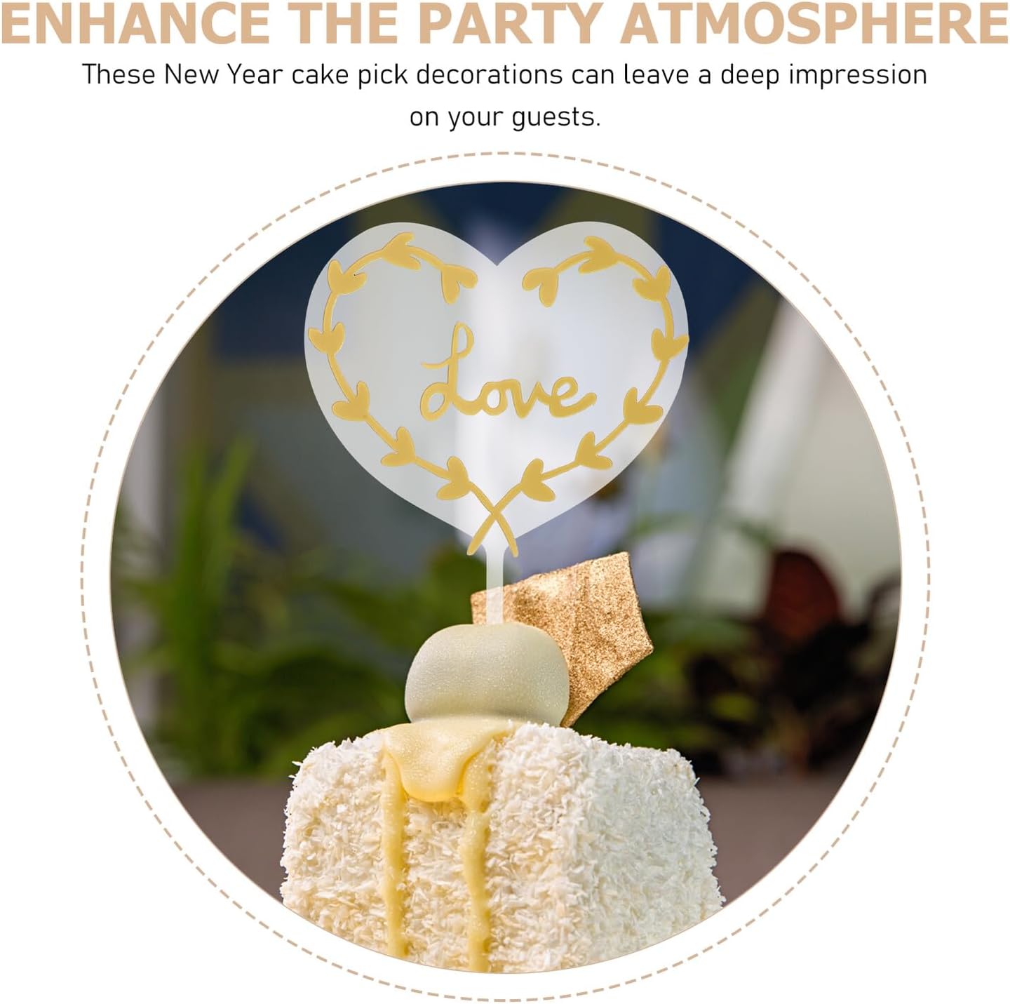 Valentine’S Day Cake Picks Heart Cupcake Toppers Gold Acrylic Dessert Toppers for Wedding Party Festival Decoration 10Pcs