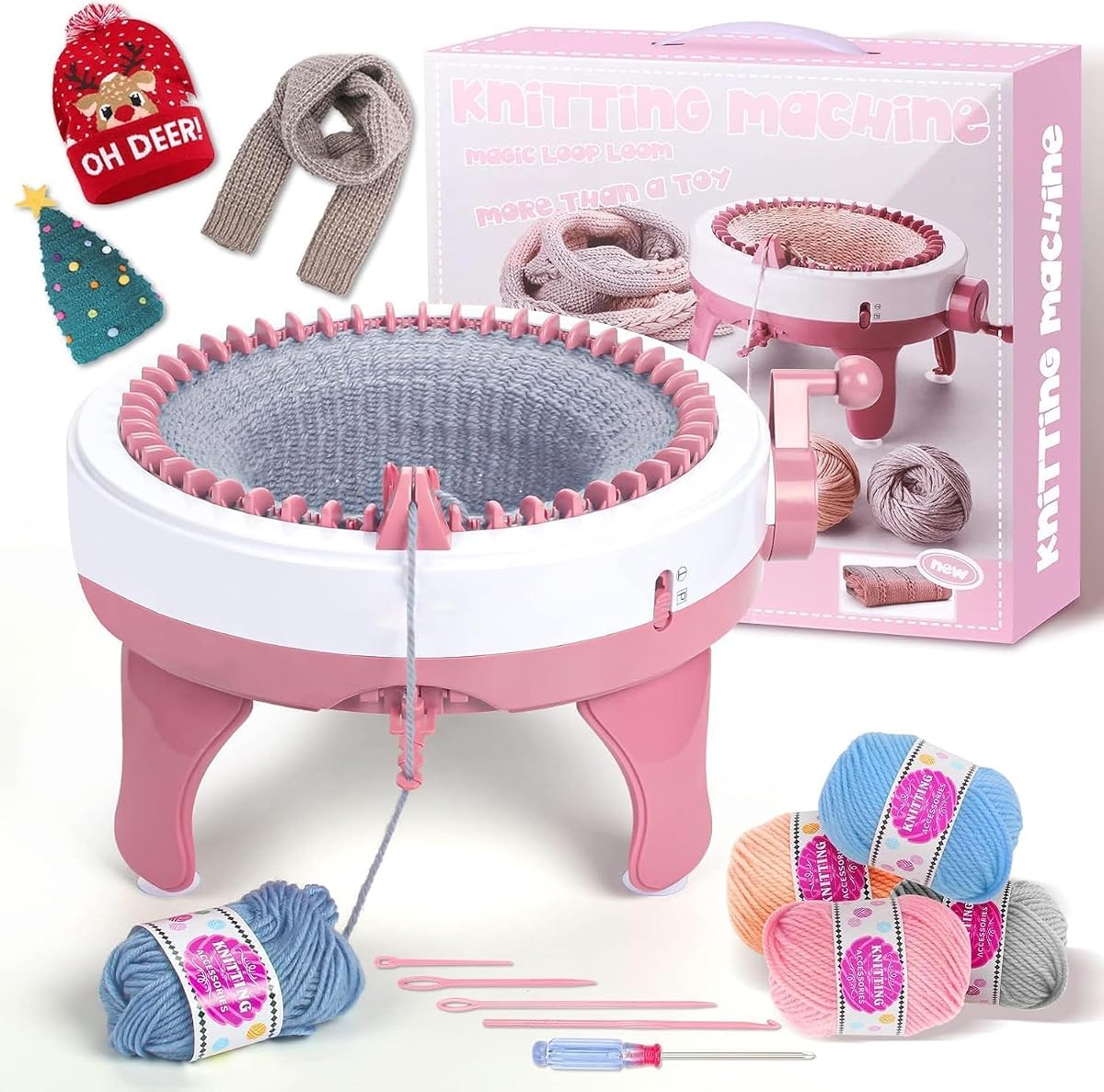 MIAOKE Máquina para Tejer de 40 Agujas, Telar Inteligente Telar Redondo para Tejer | Máquina de telar de punto doble giratoria con tabla de tejer inteligente King Size, Kit de telar para adultos