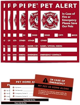 SITHON Pet Alert Sticker, Window Decals Emergency Pets Rescue Sign | for Home Windows & Doors, UV Resistant & Waterproof, 6 Pack with 3 Pet Home Alone Wallet Card