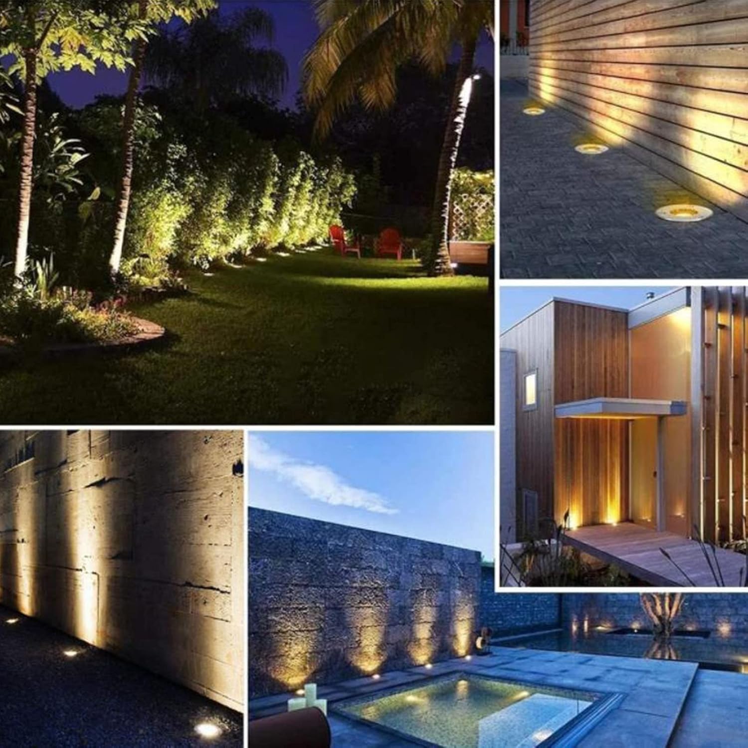Low Voltage Landscape Lights Outdoor In-Ground Lights IP65 Waterproof Round Embedded LED Underground Light for Patio, Deck, Step, Garden Lights, AC12/24V (Color : Yellow, Size : 24W-AC12V) (Color : G