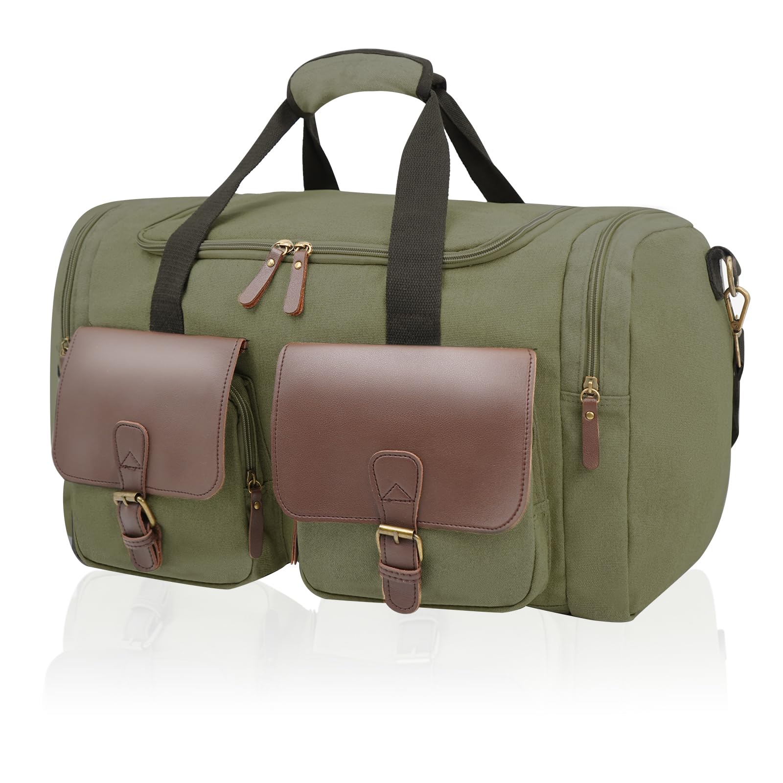 Mens Weekender Duffle Bag - Vintage Overnight Gym Bag with Multi-Compartments Carry-On Approved for Travel