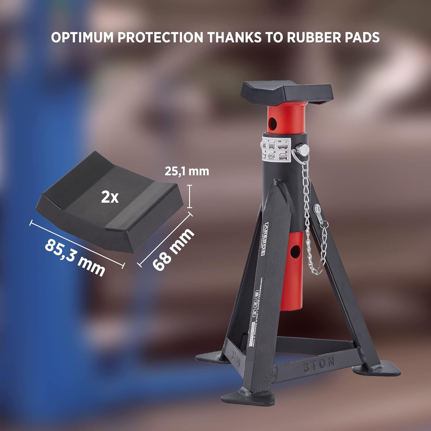 Jack stand with rubber pad