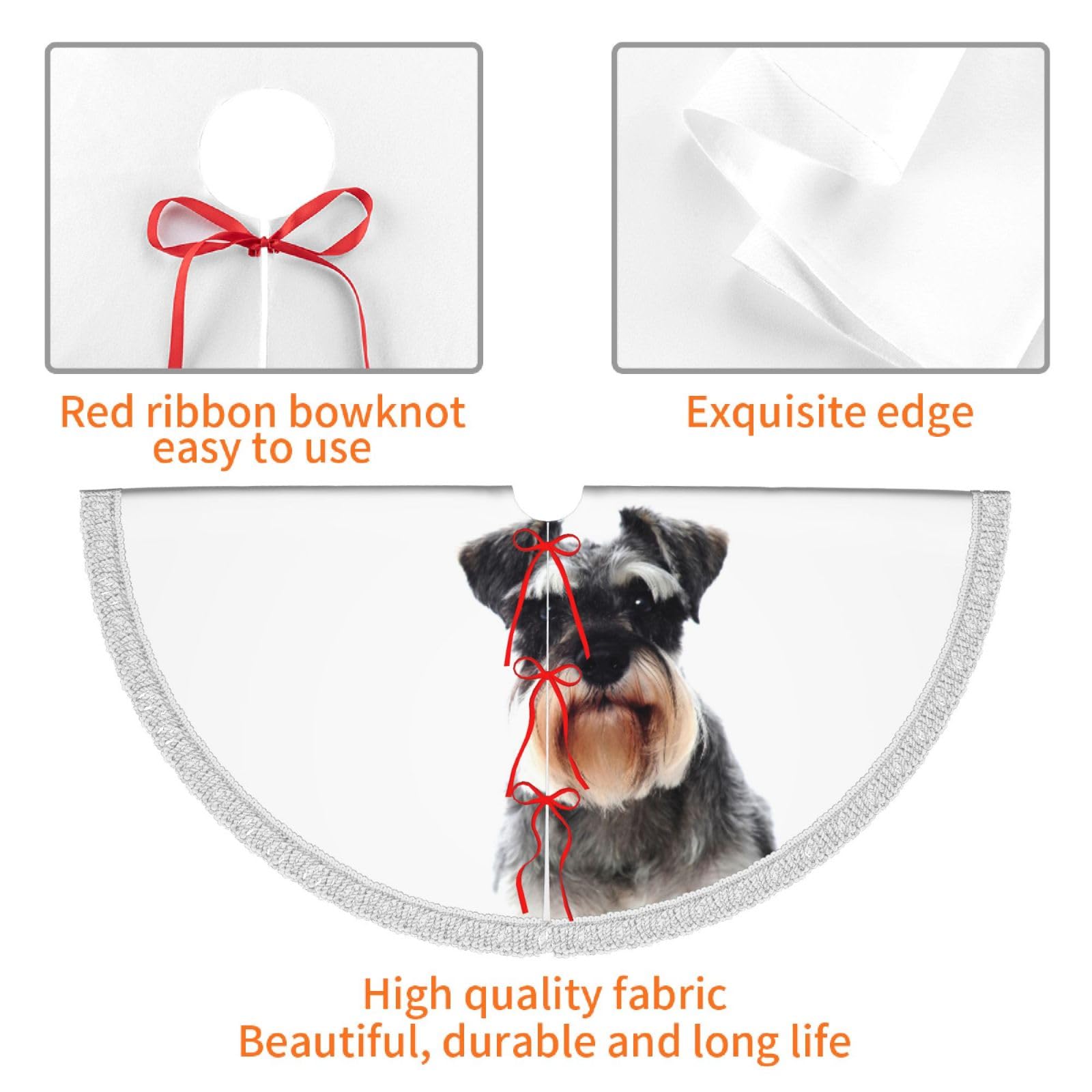 Weihnachtsbaumdecke mit Aufschrift "Well Behaved Dog", bedruckte Polyester-Quaste, Weihnachtsdekoration