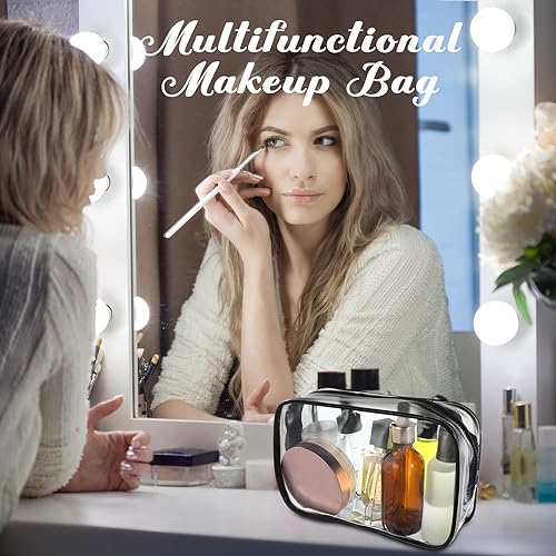 Miniatura 10 de Paquete de 25 bolsas de cosméticos transparentes, bolsa de aseo transparente, bolsa de viaje con cremallera, bolsa de cosméticos de maquillaje para