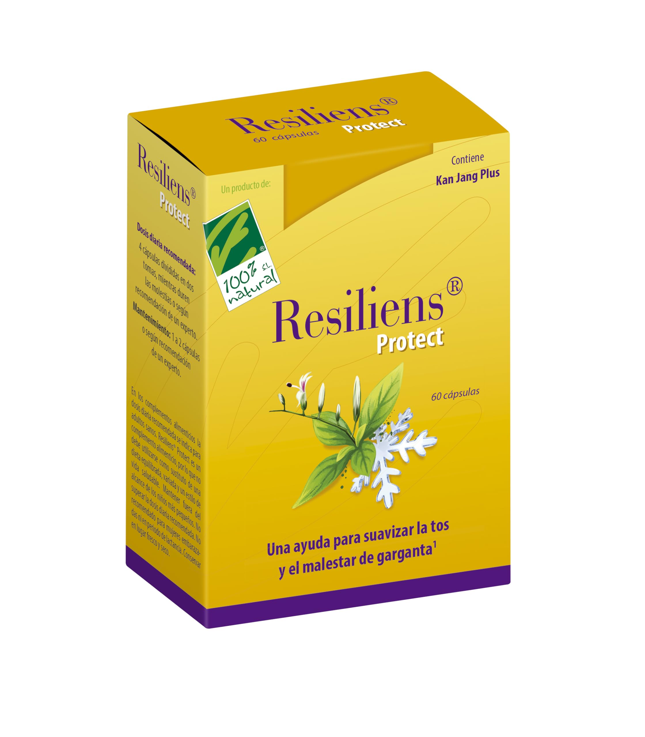 Resiliens Protect® - Kan Jang® Plus - Extractos de Andrographis y Eleuterococo - Refuerza Defensas Naturales - Alivio Respiratorio - Con Vitamina C y Zinc - 60 Cápsulas - 100% Natural