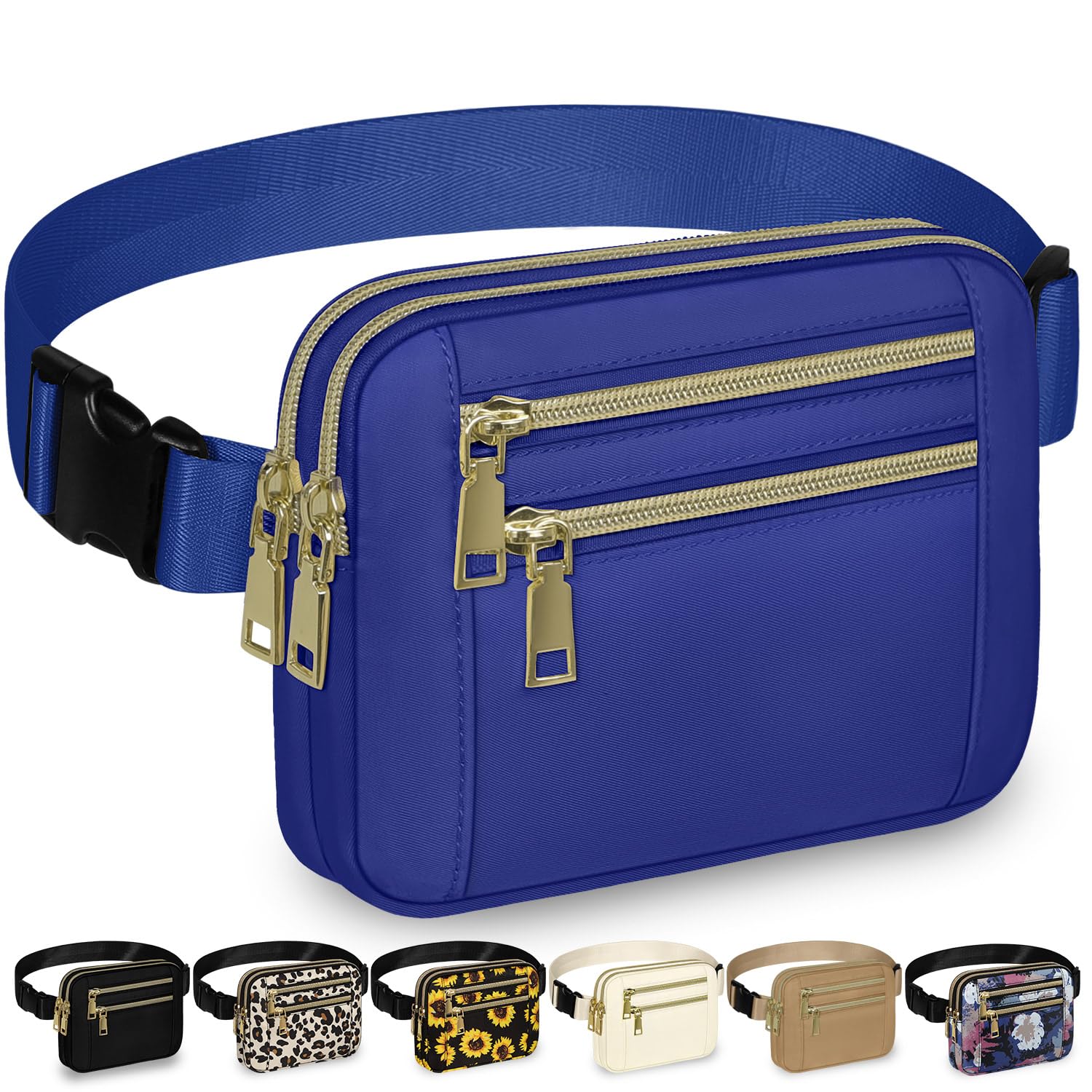 Capolo Fanny Packs for Women Fashion Waist Packs Bag with Adjustable Strap and 4 Zipper Pockets Waterproof Everywhere Crossbody Belt Bag for Workout Running Travelling, Blue, Medium Capolo Fanny Packs for Women Fashion Waist Packs Bag with Adjustable Strap and 4 Zipper Pockets Waterproof Everywhere Crossbody Belt Bag for Workout Running Travelling, Blue, Medium