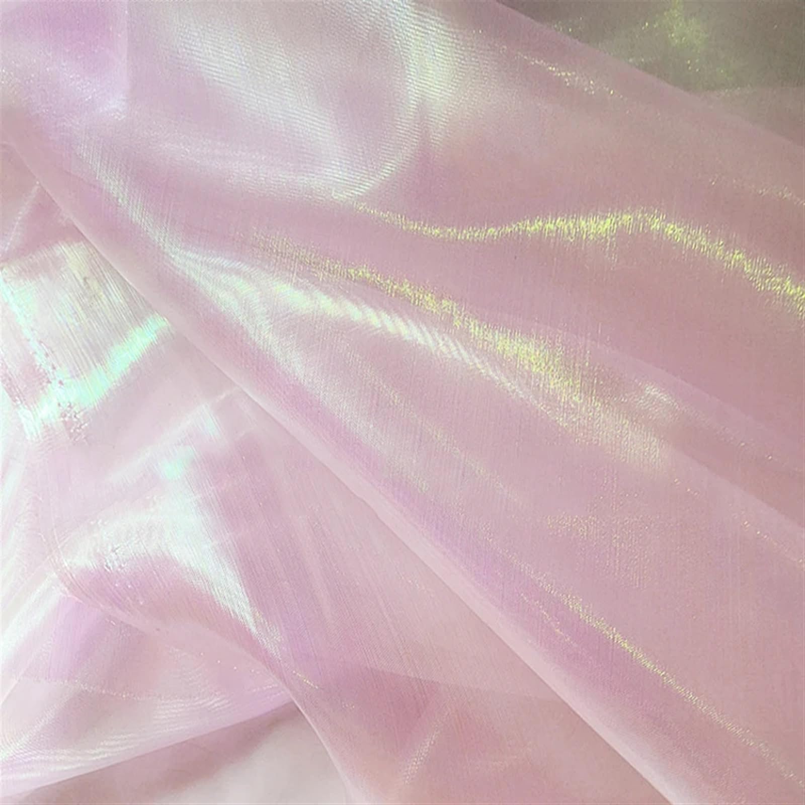 Tela de organza iridiscente con encaje y voile, Tela de organza arcoíris iridiscente, multicolor, varios tamaños(Purple,145CM x 10M)